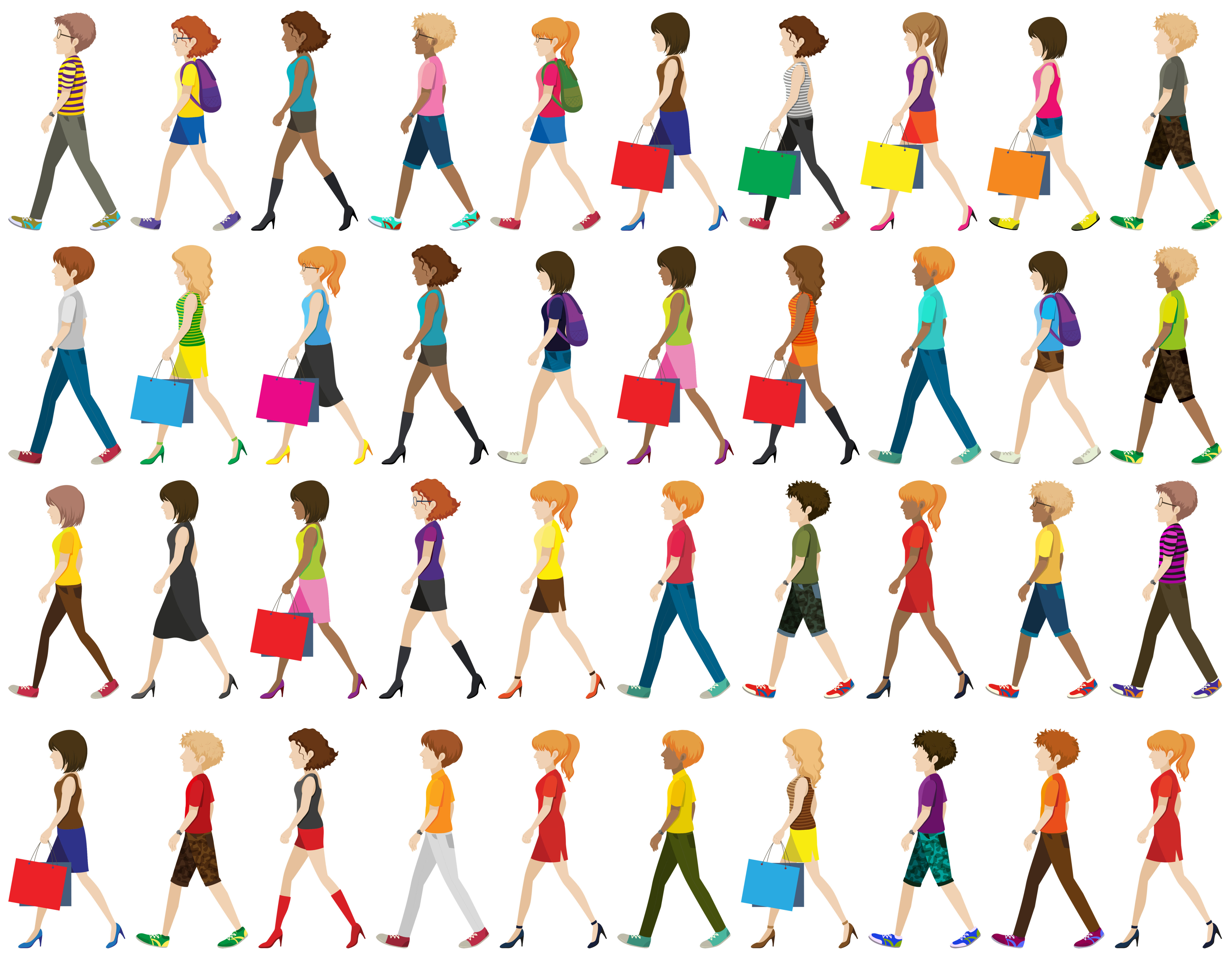 Group of people walking Free Vector