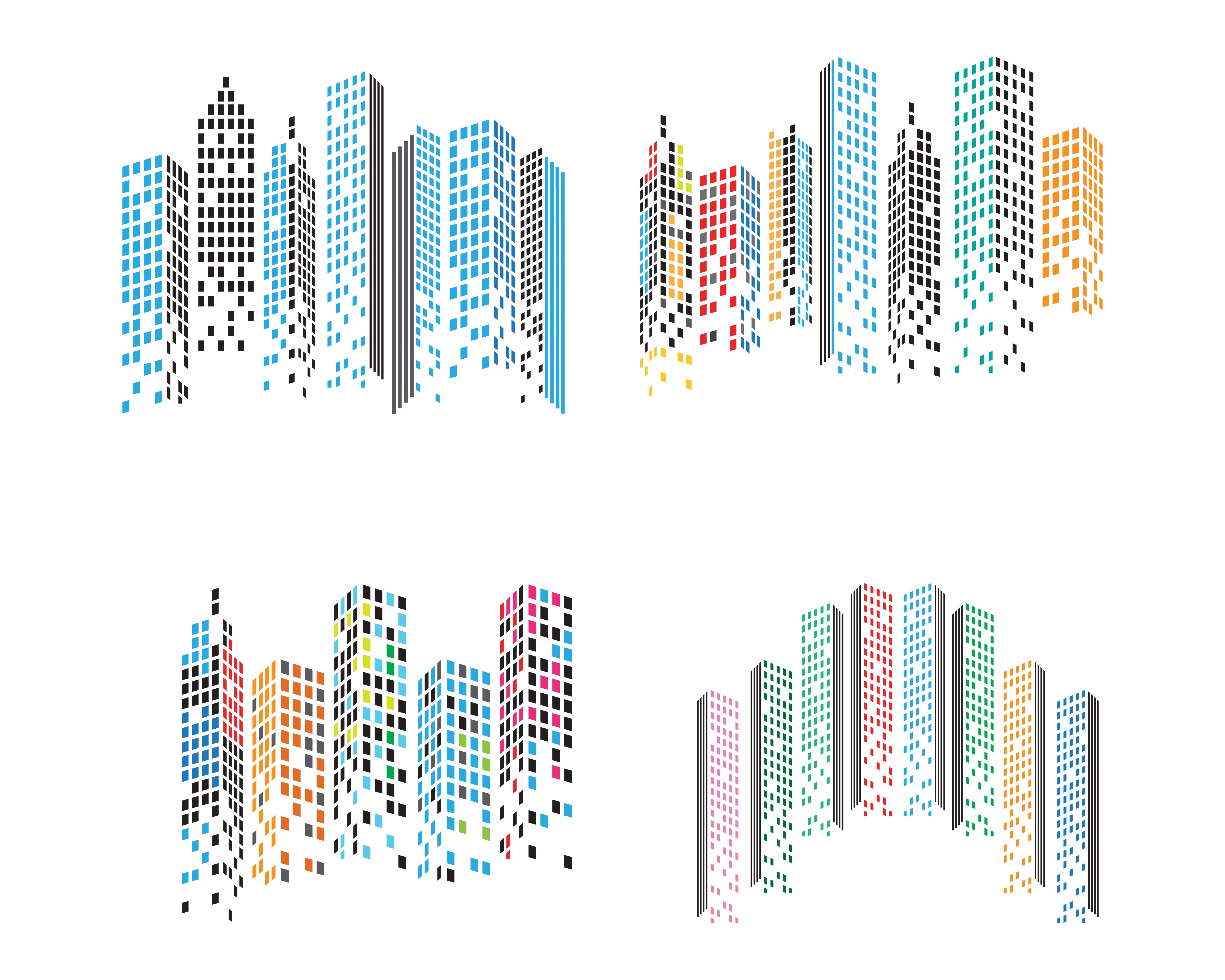 Modern City skyline . city silhouette. vector illustration in flat Free Vector