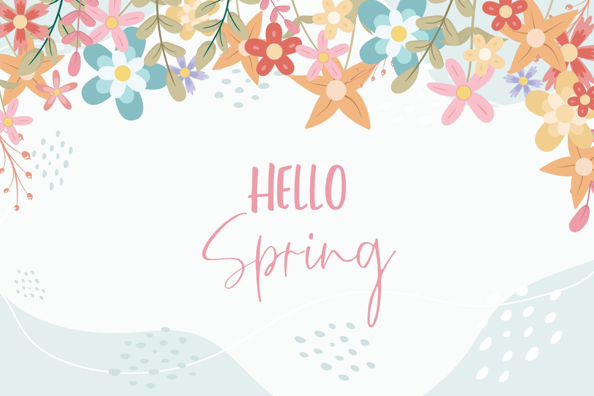 Beautiful hand drawn spring flower background Stock Free