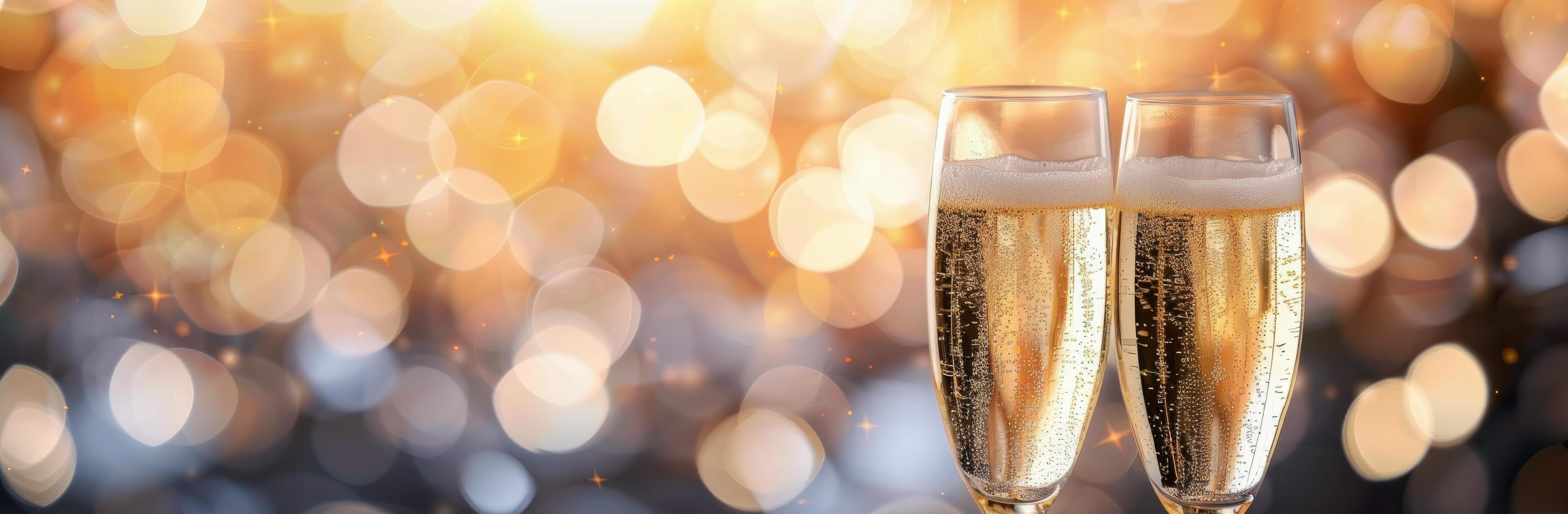 Sparkling Champagne Toast With Glittering Bokeh Background During Celebration Stock Free