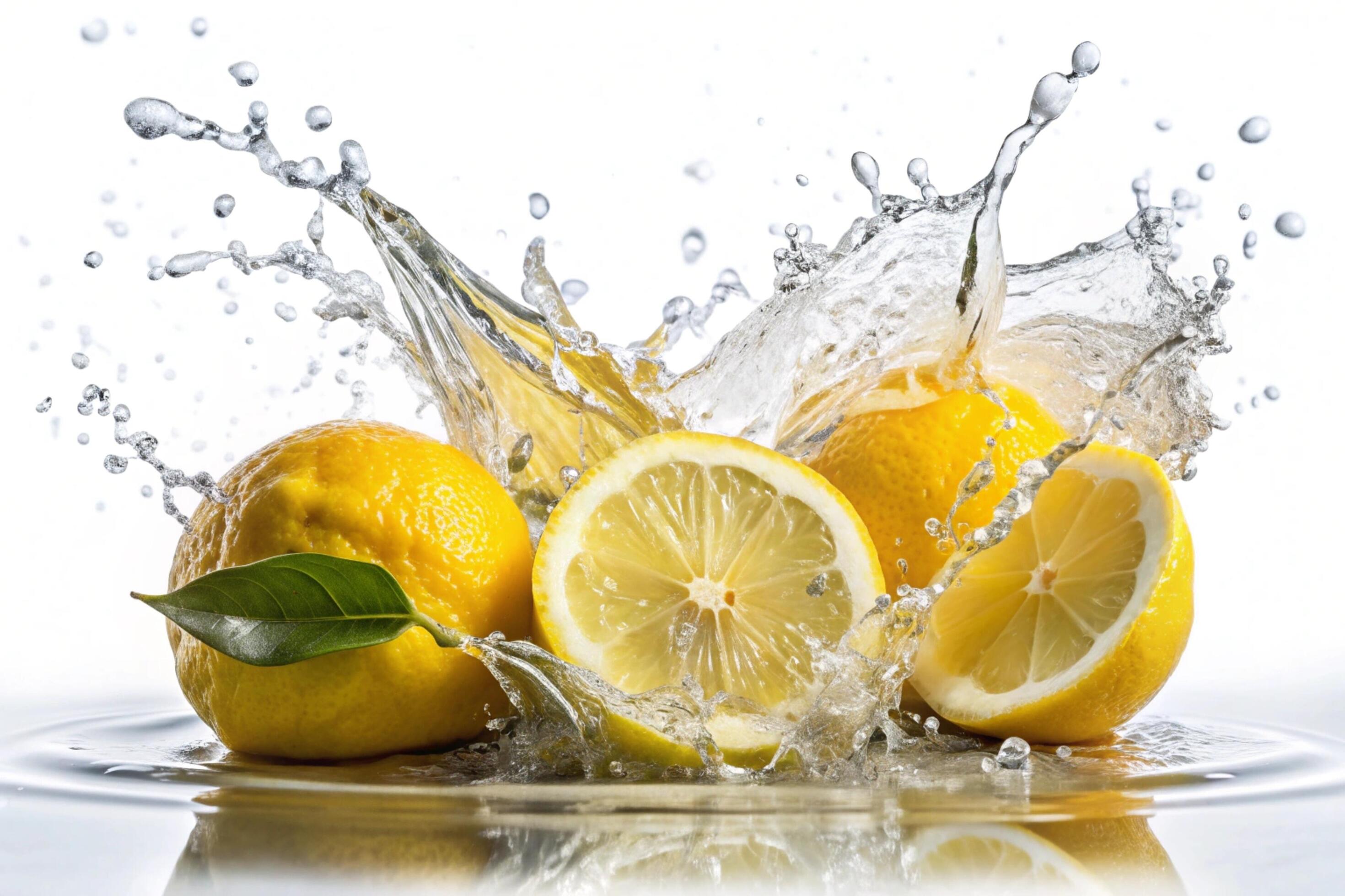 Lemon splashes on white background Stock Free