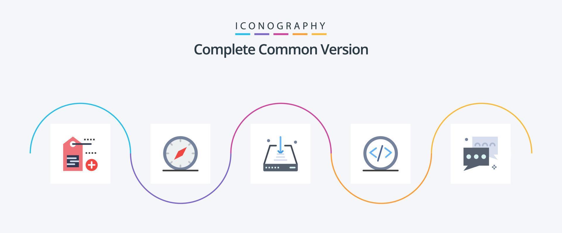 Complete Common Version Flat 5 Icon Pack Including bubble. programming. arrow. development. code Stock Free