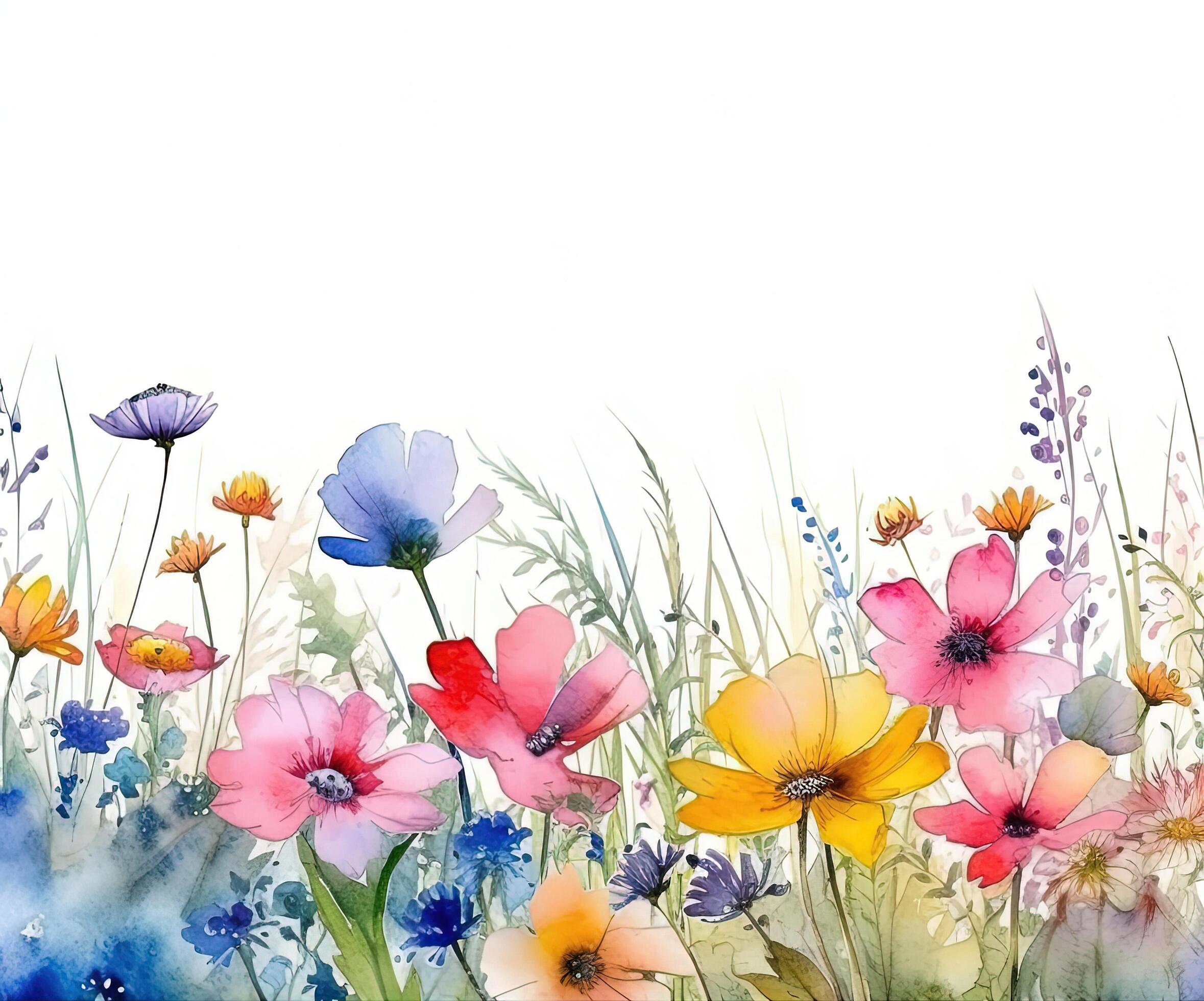 Watercolor Flower border. Illustration Stock Free