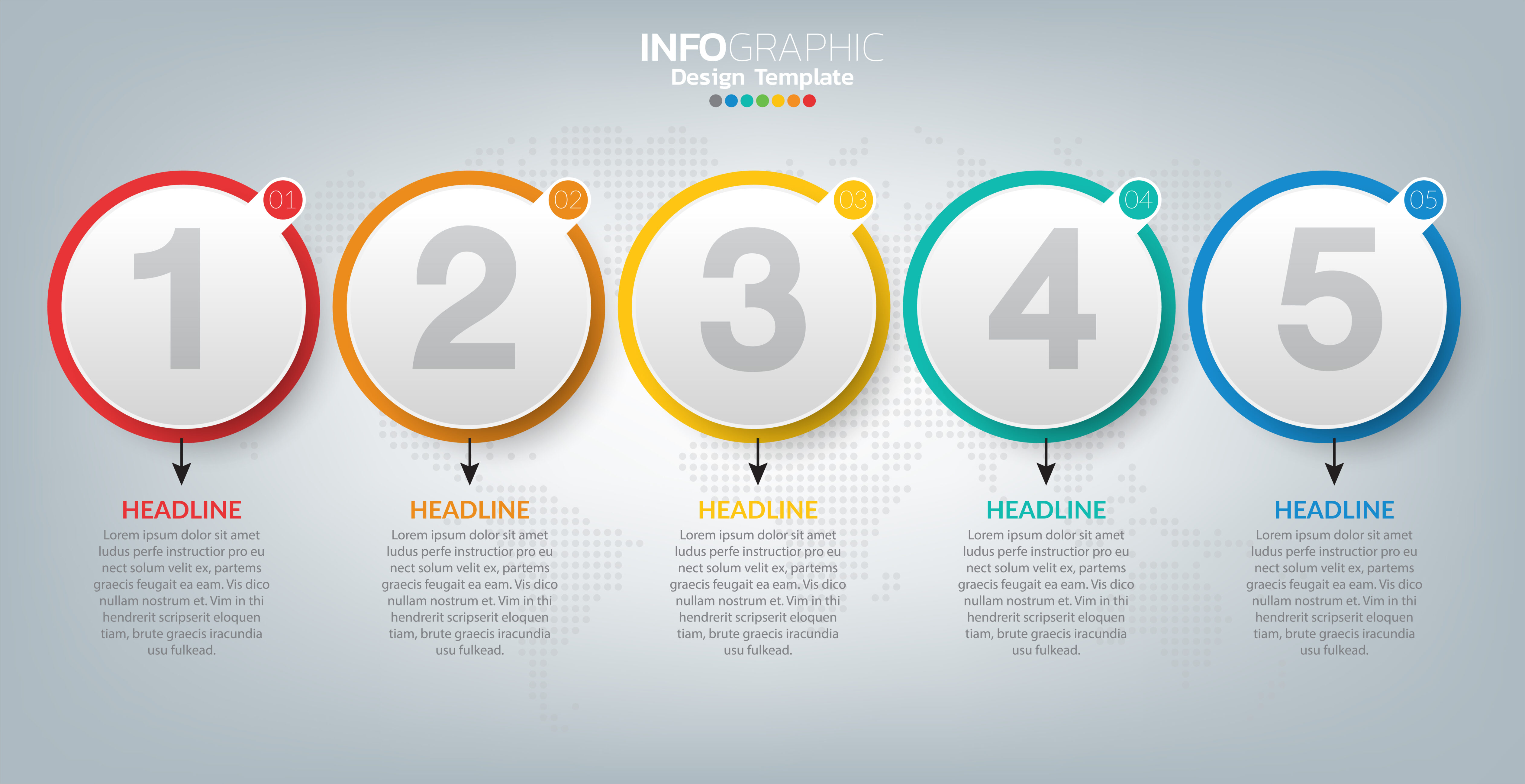 Infographic template with icons and 5 elements or steps. Free Vector