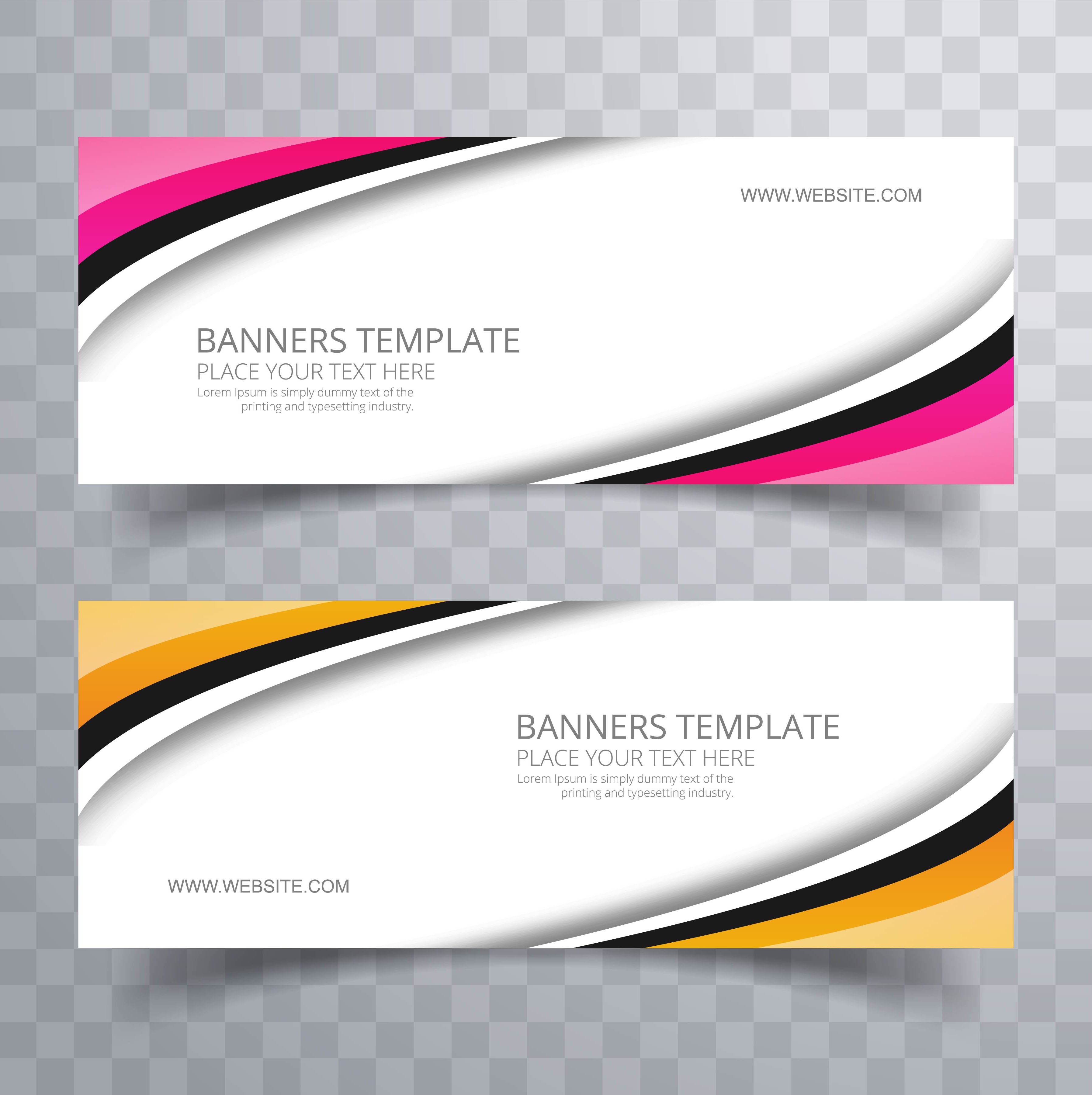 Elegant colorful stylish wavy banners set template vector Free Vector