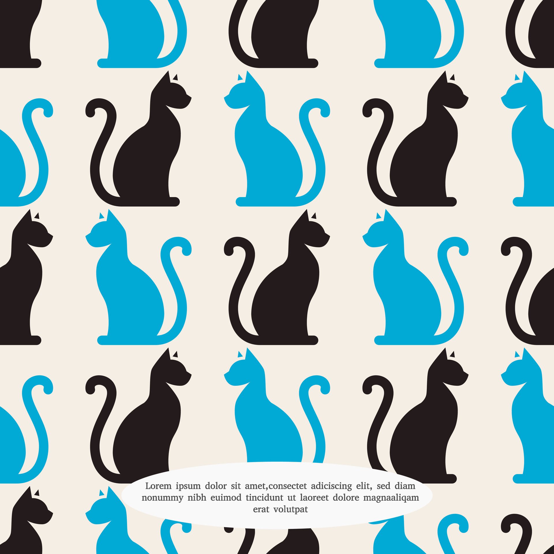 seamless pattern of silhouette cat icon design Free Vector