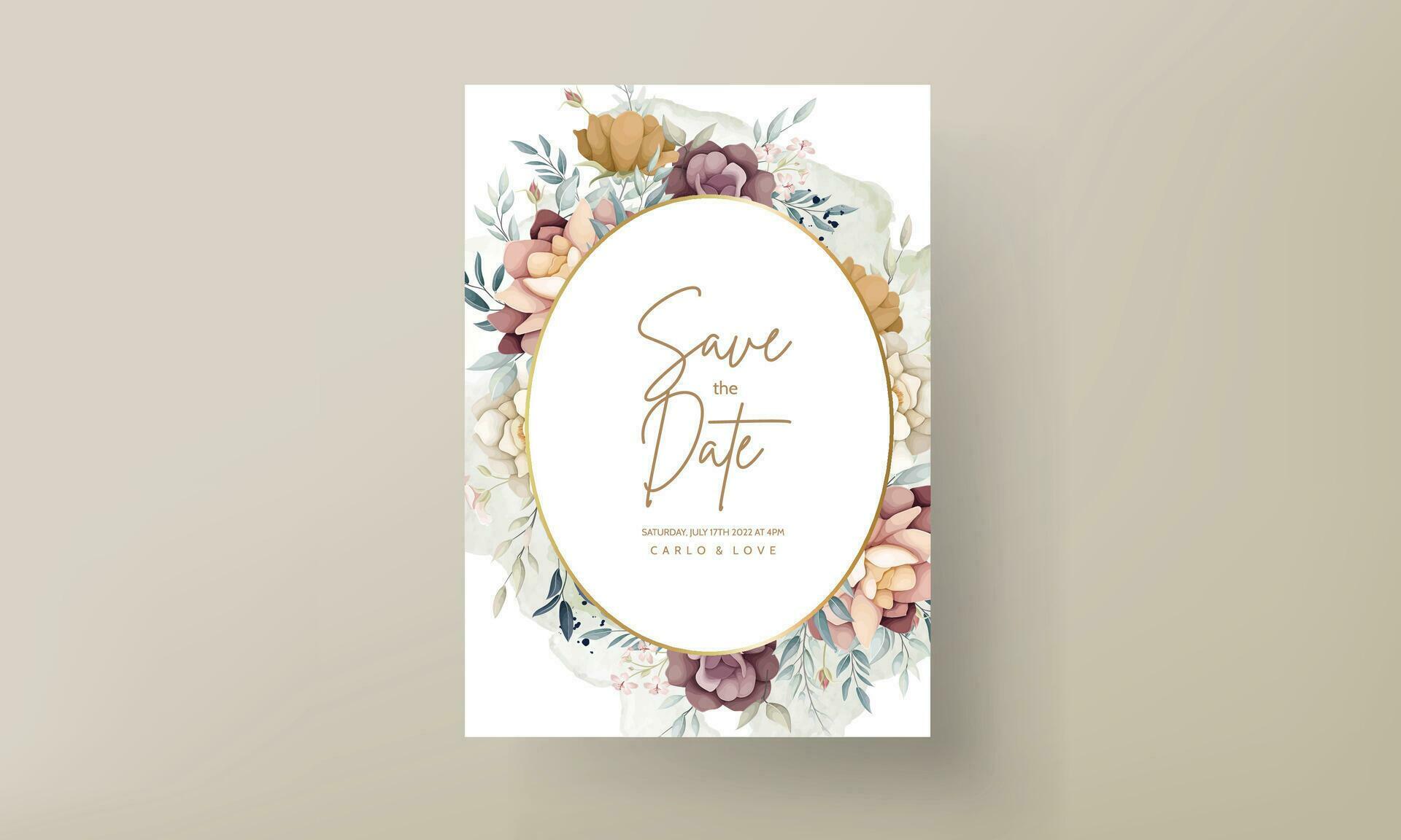 beautiful hand drawn botanical flower invitation card template Stock Free