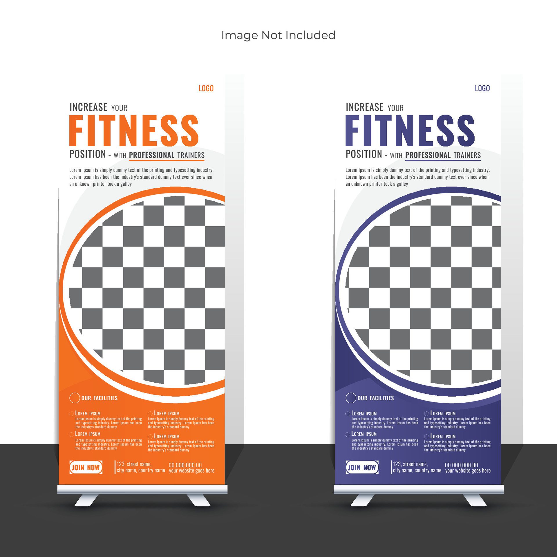 Modern Fitness Roll Up Banner Design Template Free Vector