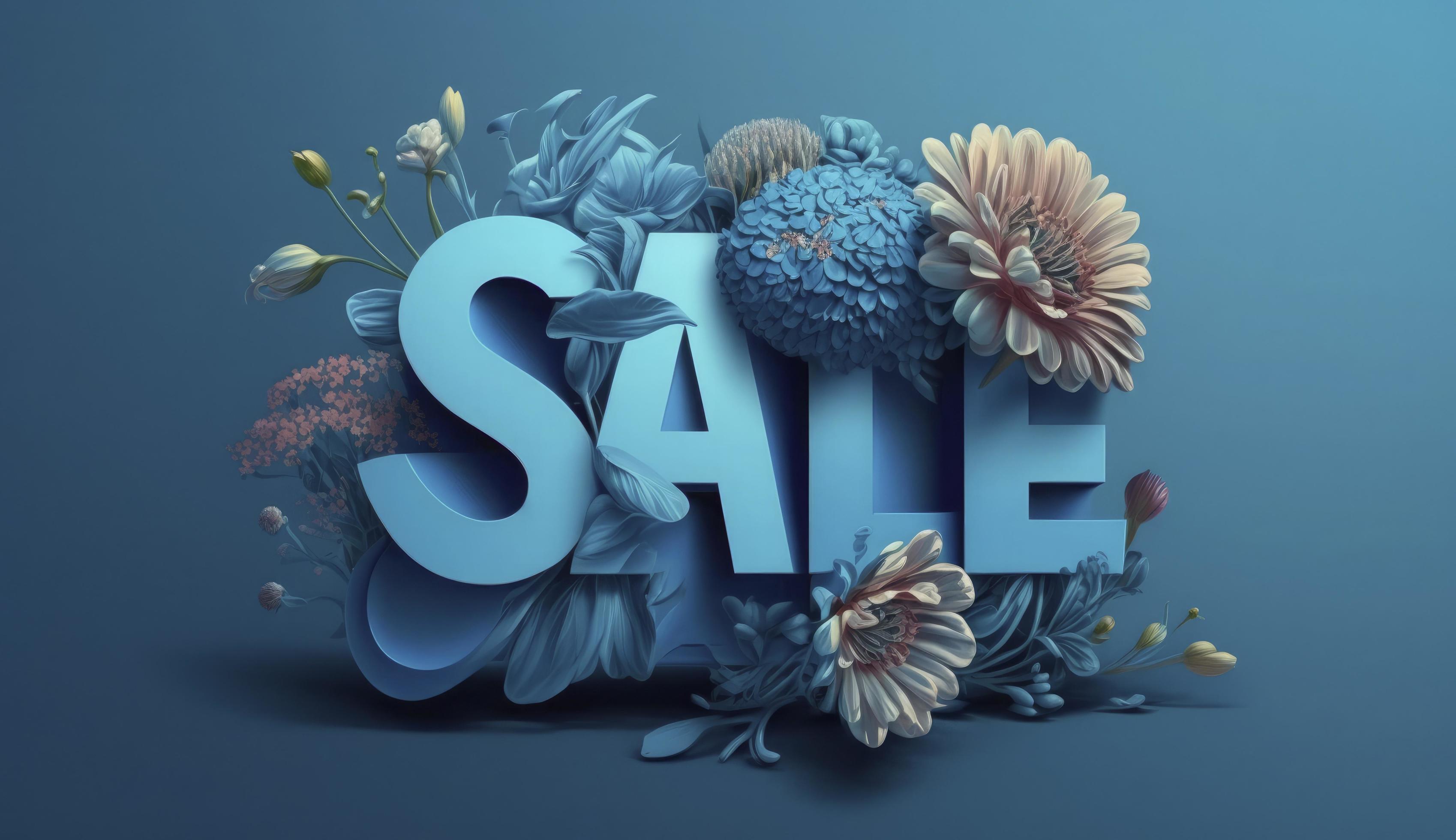 Sale Design. Spring Promo Discount Banner Template with Paper Cut Flowers for Flyer, Poster, Voucher Advertising, Generate Ai Stock Free