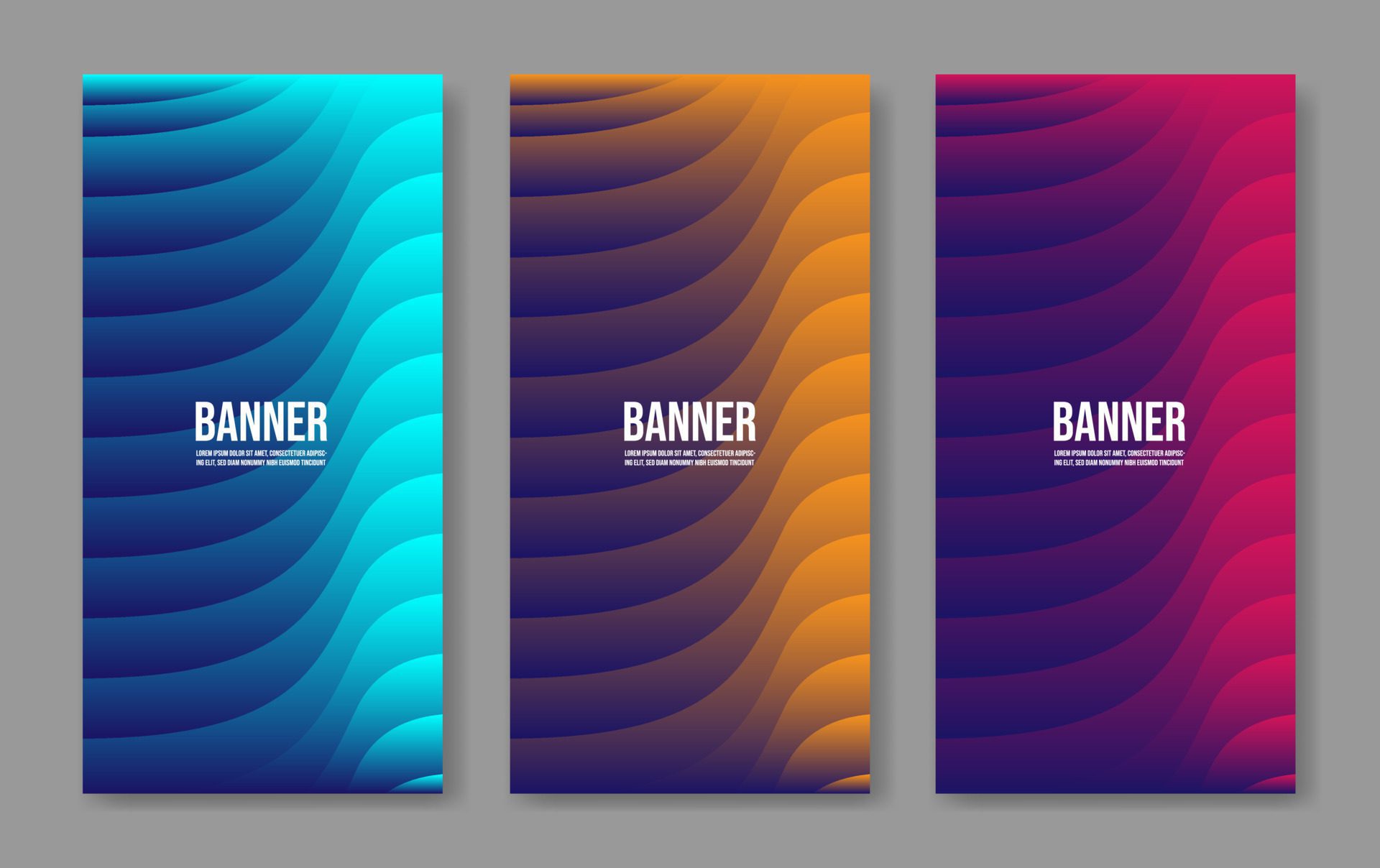 gradient vertical banner collection wave shape Free Vector