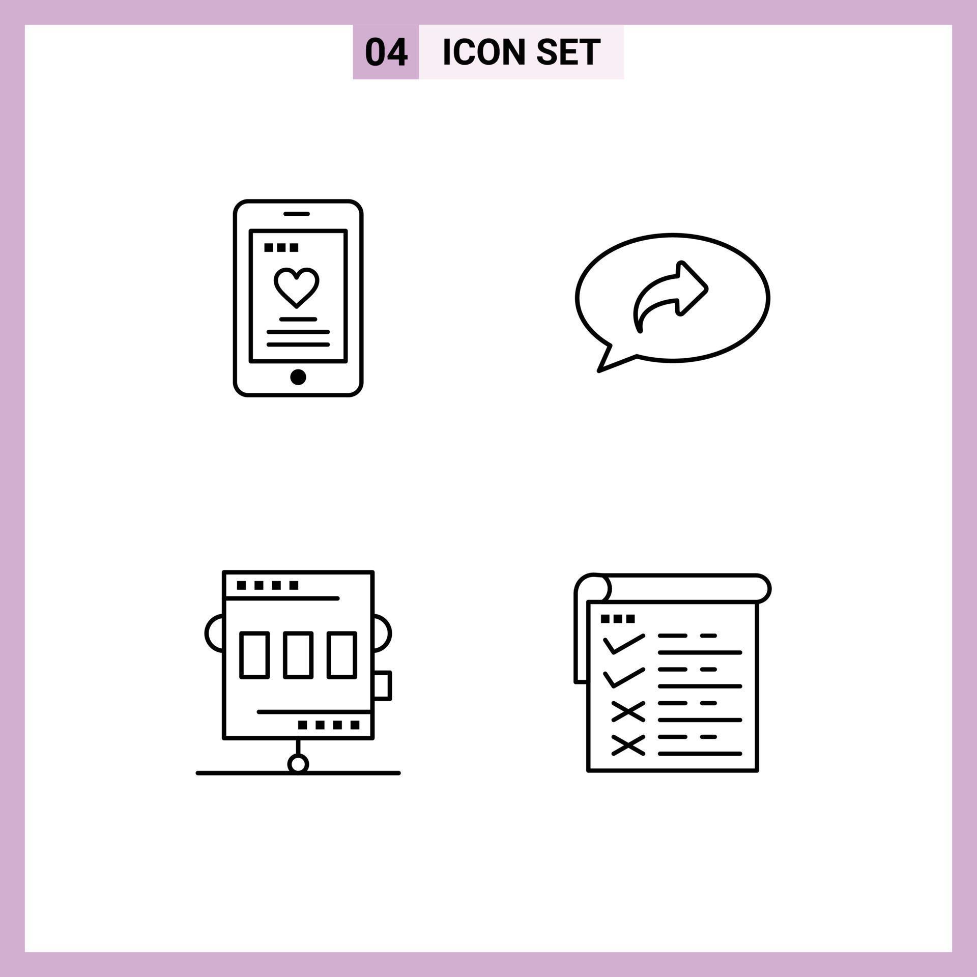 Set of 4 Modern UI Icons Symbols Signs for cell athletics wedding arrow game Editable Vector Design Elements Stock Free