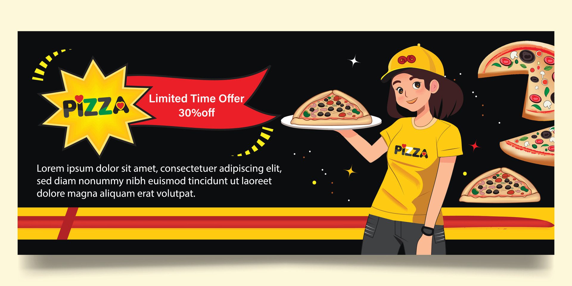 
									Pizza and fast food banner design Free Vector