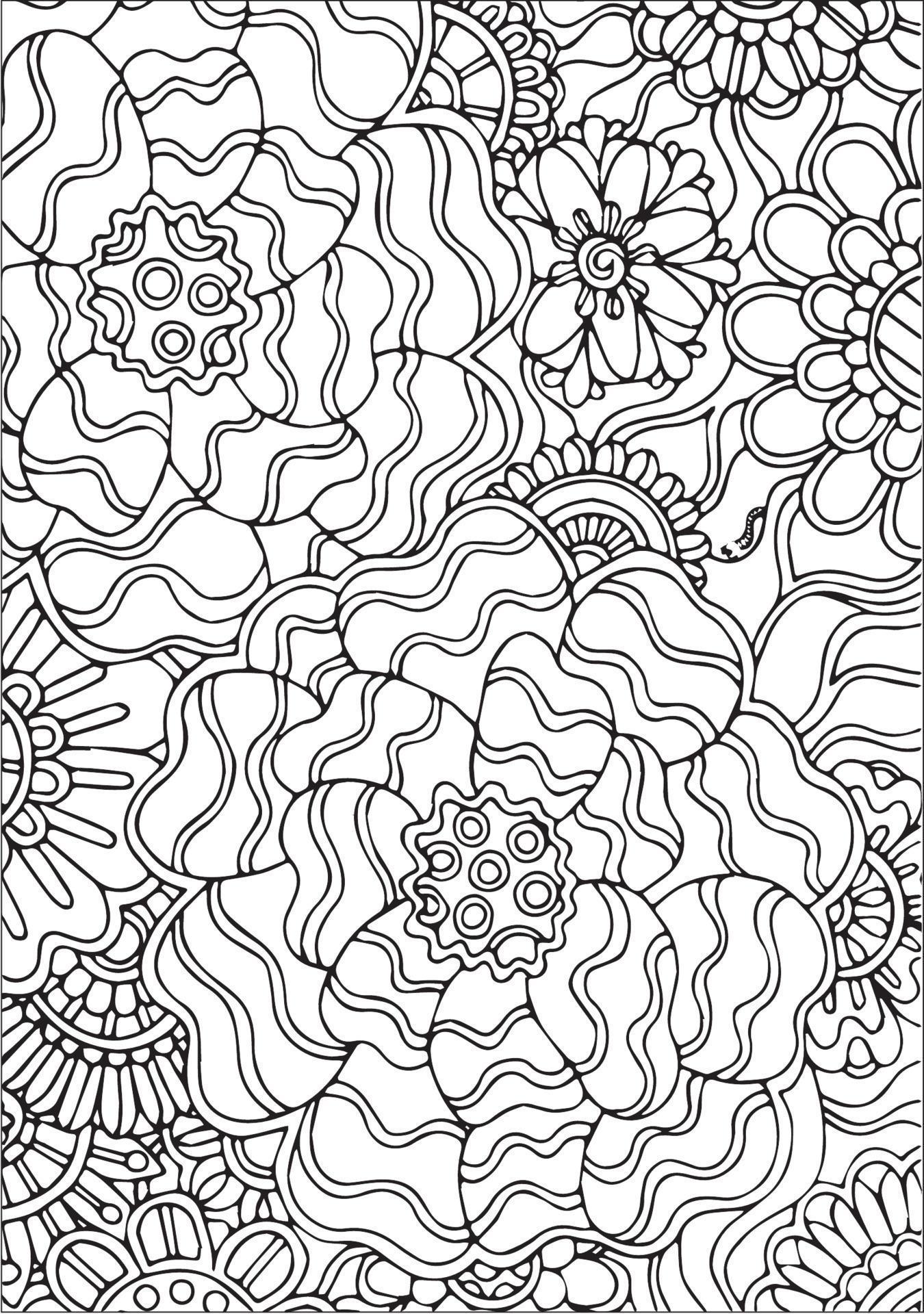 Flowers Design Coloring Page Background Stock Free