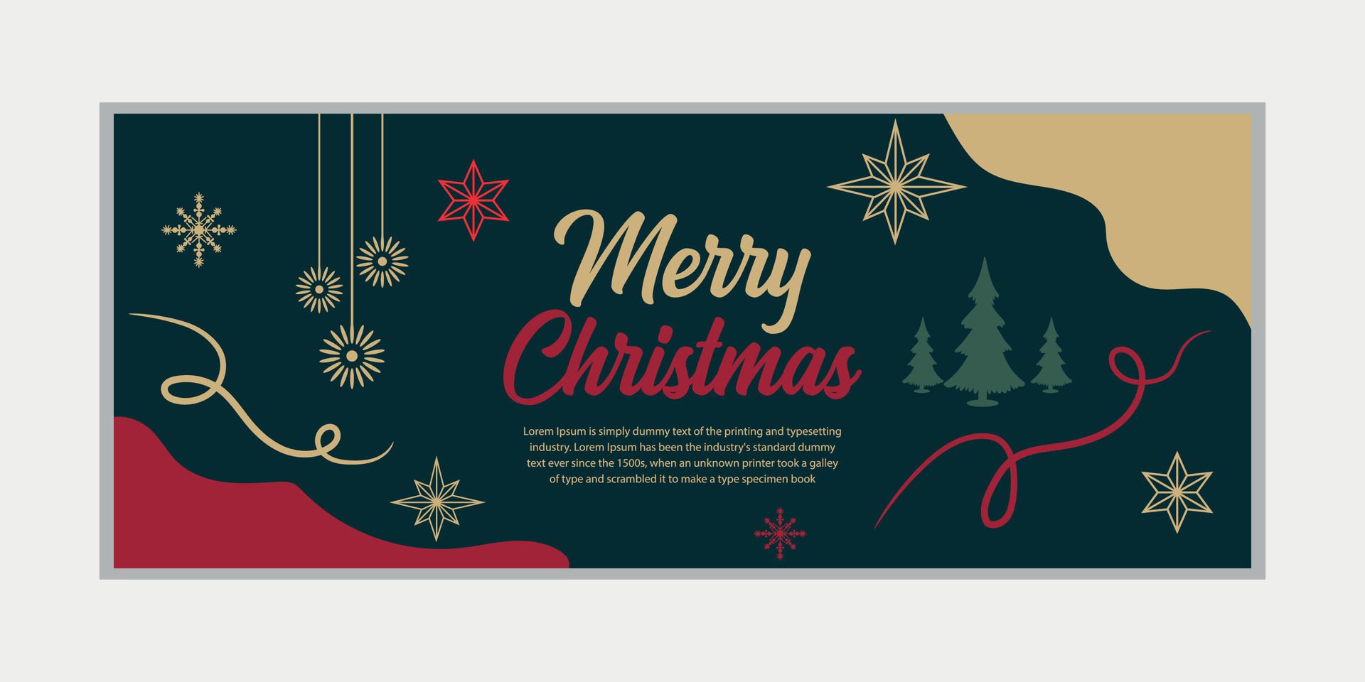 merry christmas banner set and happy new year banner, social media cover and web banner,Merry Christmas design for greeting card, Free Vector