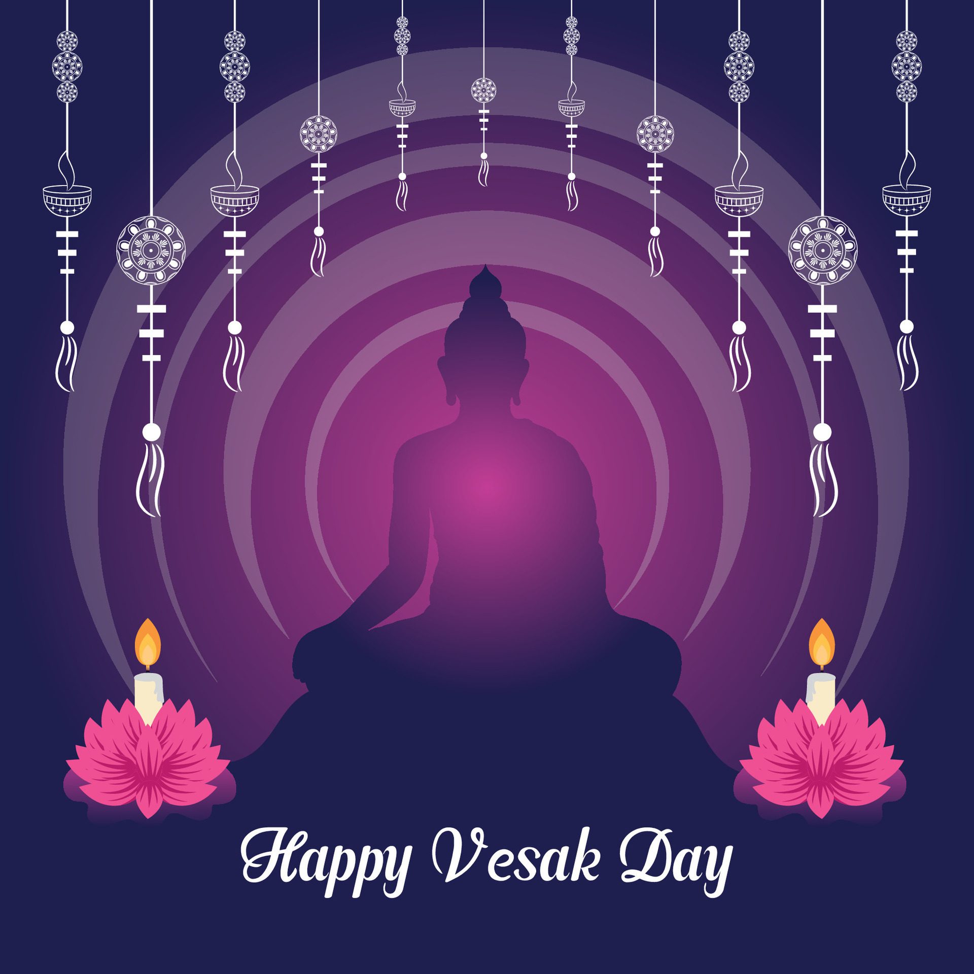 Flat vertical poster template for vesak day illustration festival celebration social media post and vesak day Banner Free Vector