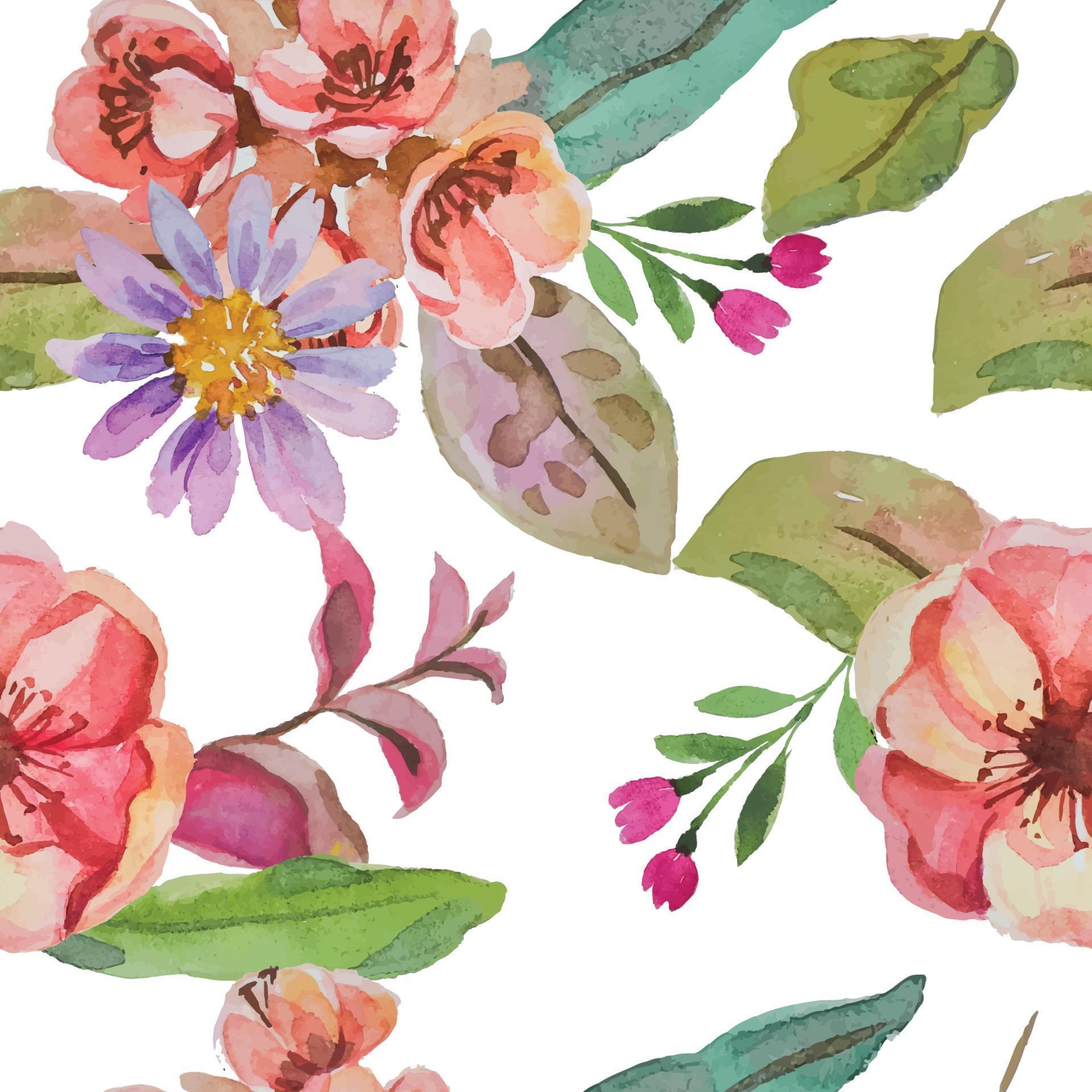 watercolor flower seamless pattern fabric template Stock Free