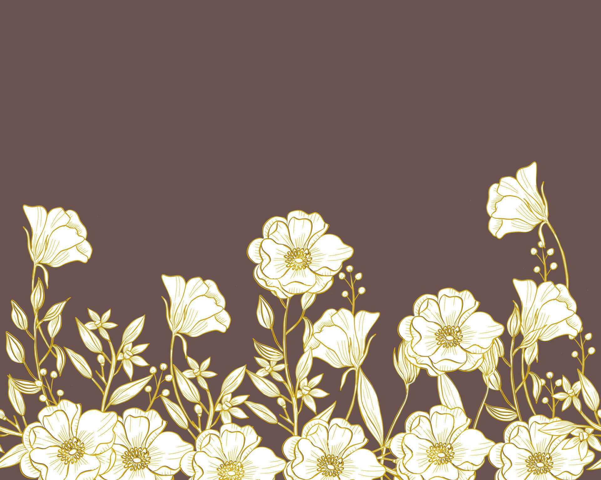 Hand Drawn Anemone and Jasmine Flower Background Stock Free