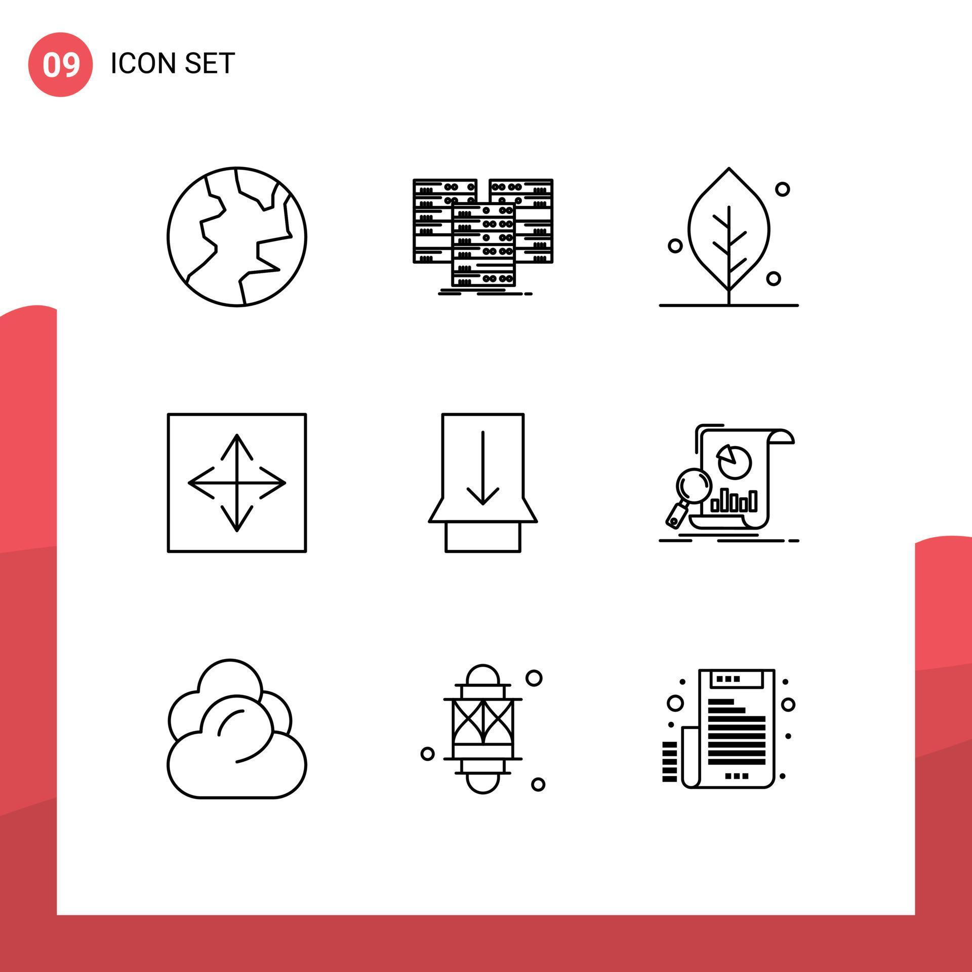 Modern Set of 9 Outlines Pictograph of gesture browser ecology arrow angular Editable Vector Design Elements Stock Free