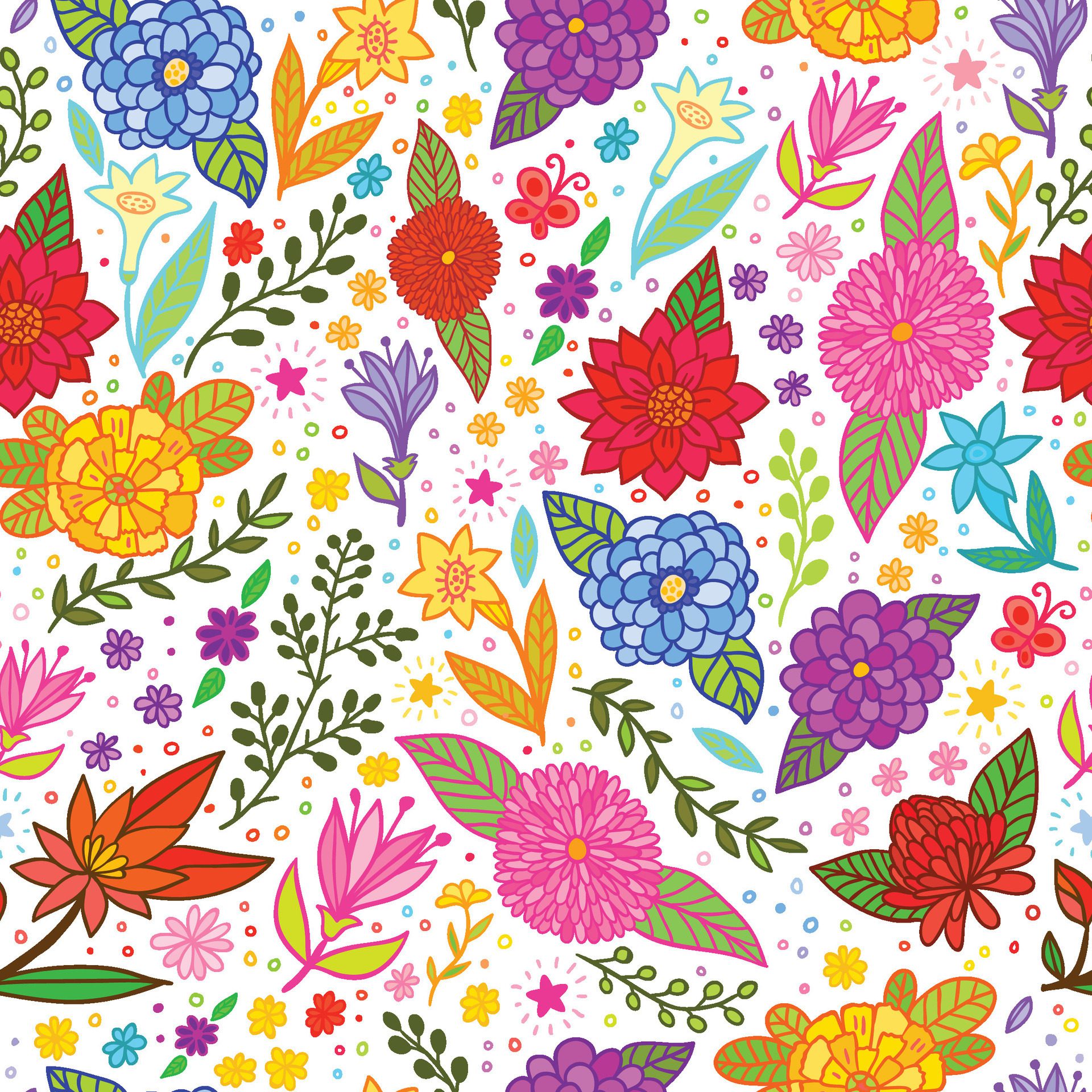 multi color floral design pattern Free Vector