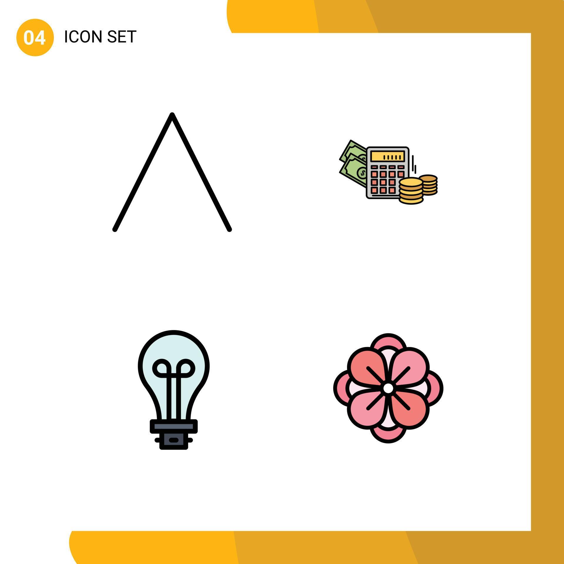 Group of 4 Modern Filledline Flat Colors Set for arrow innovation money balance anemone Editable Vector Design Elements Stock Free