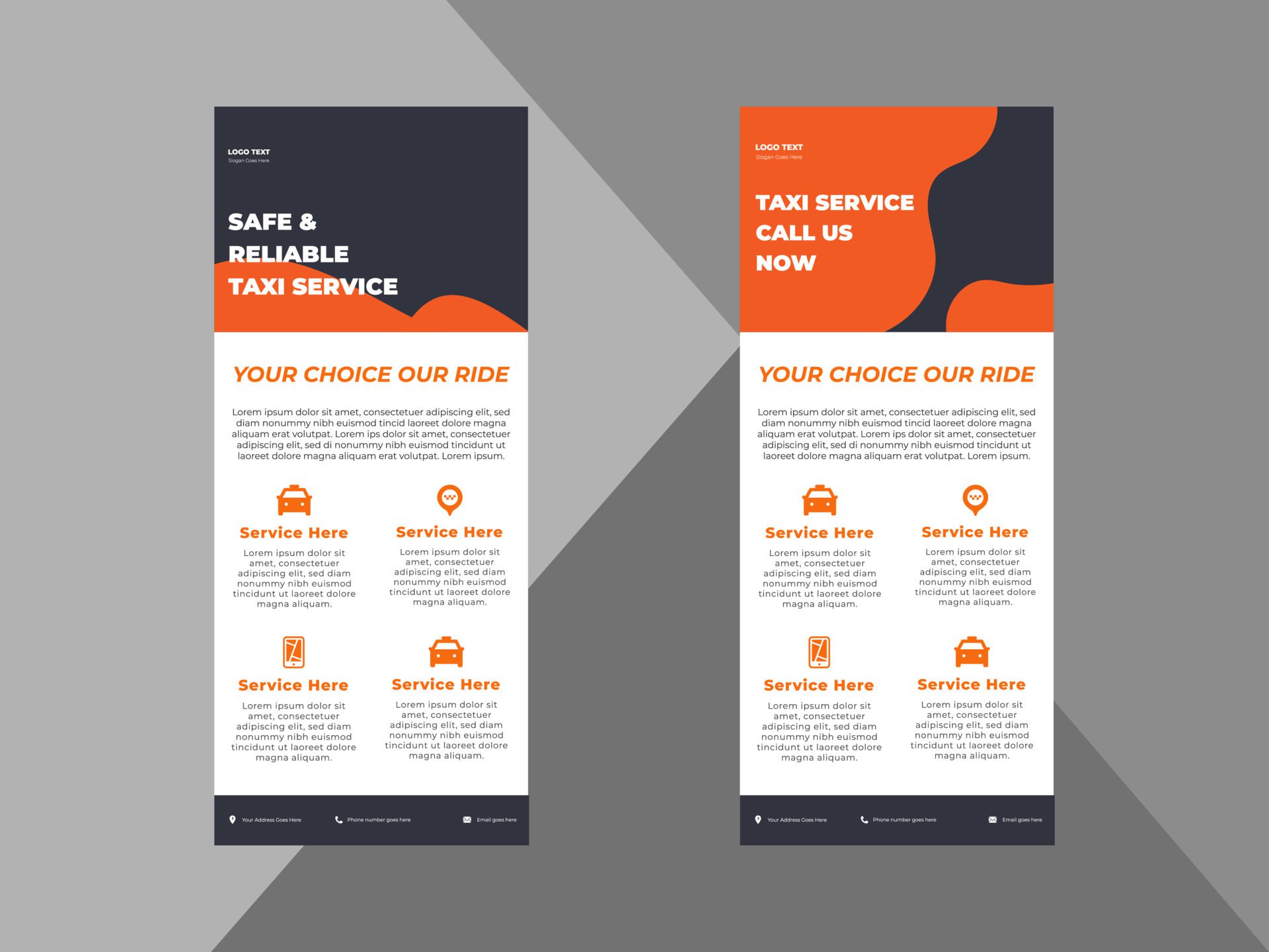 taxi service roll up banner design template. taxi cab poster leaflet design template. cover, roll up banner, poster, print-ready Free Vector