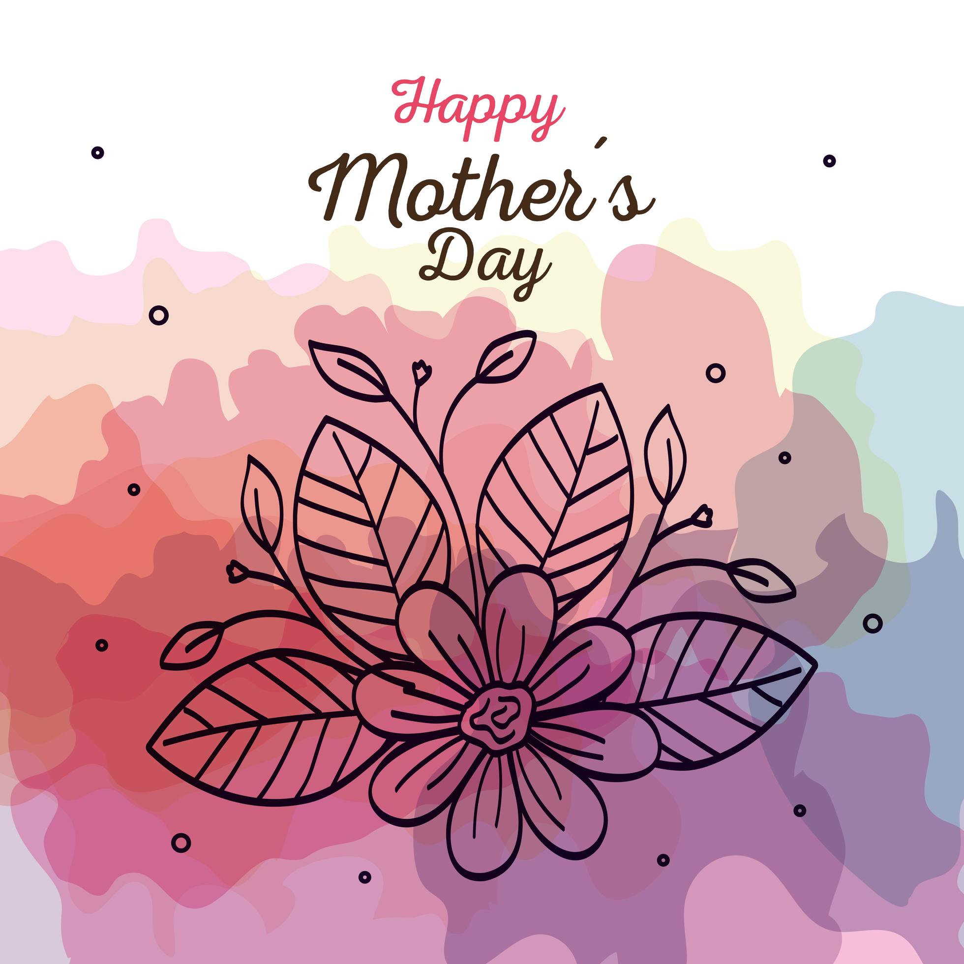 happy mother day card with flowers decoration Stock Free