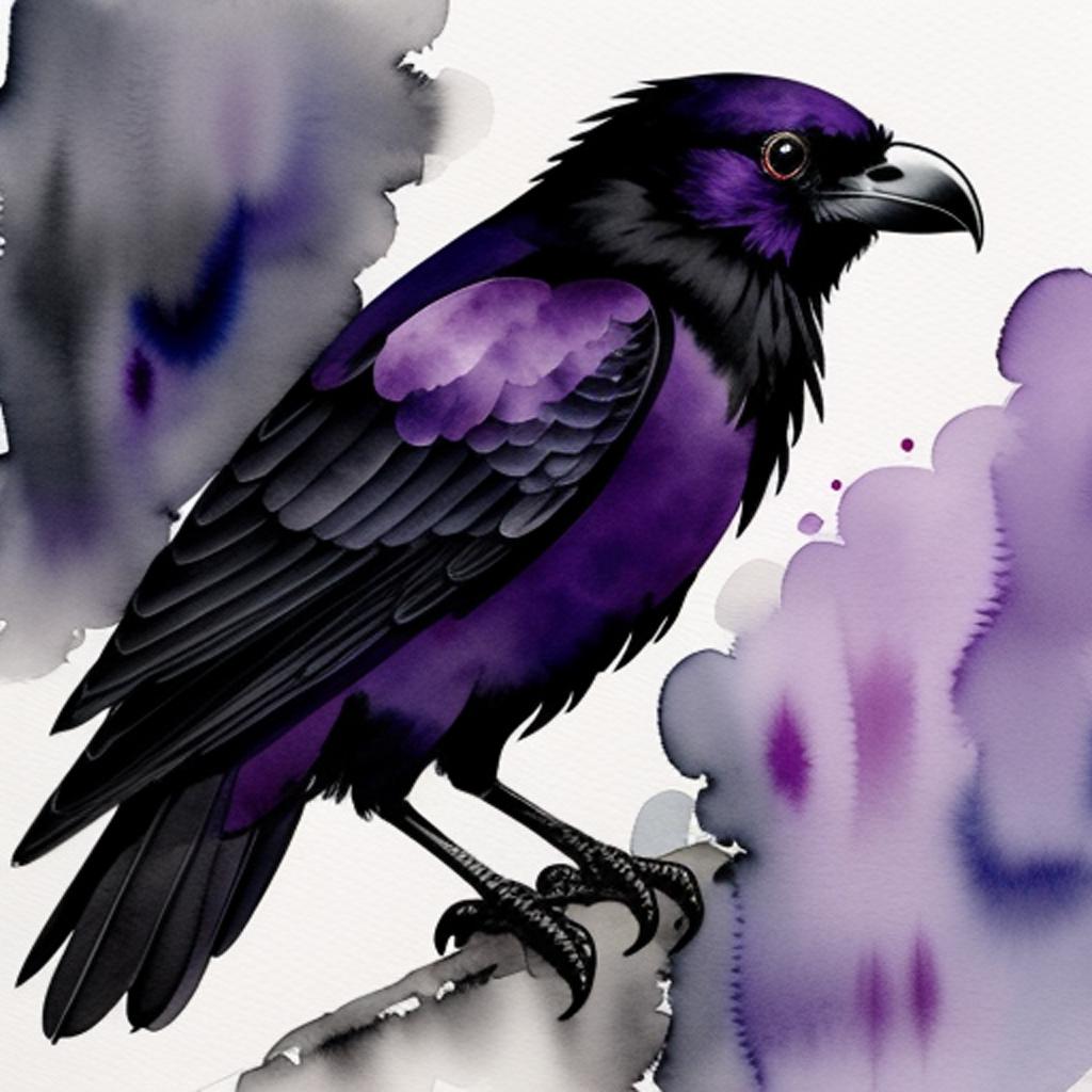 Purple black japanese raven by @ai_generated