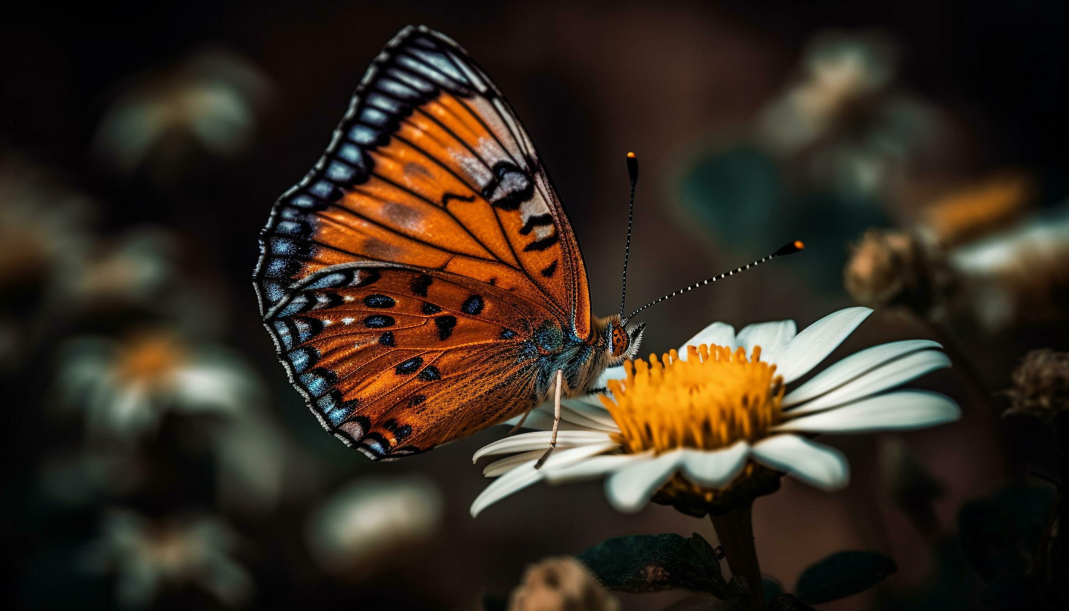 Vibrant butterfly pollinates yellow flower in summer generative AI Stock Free