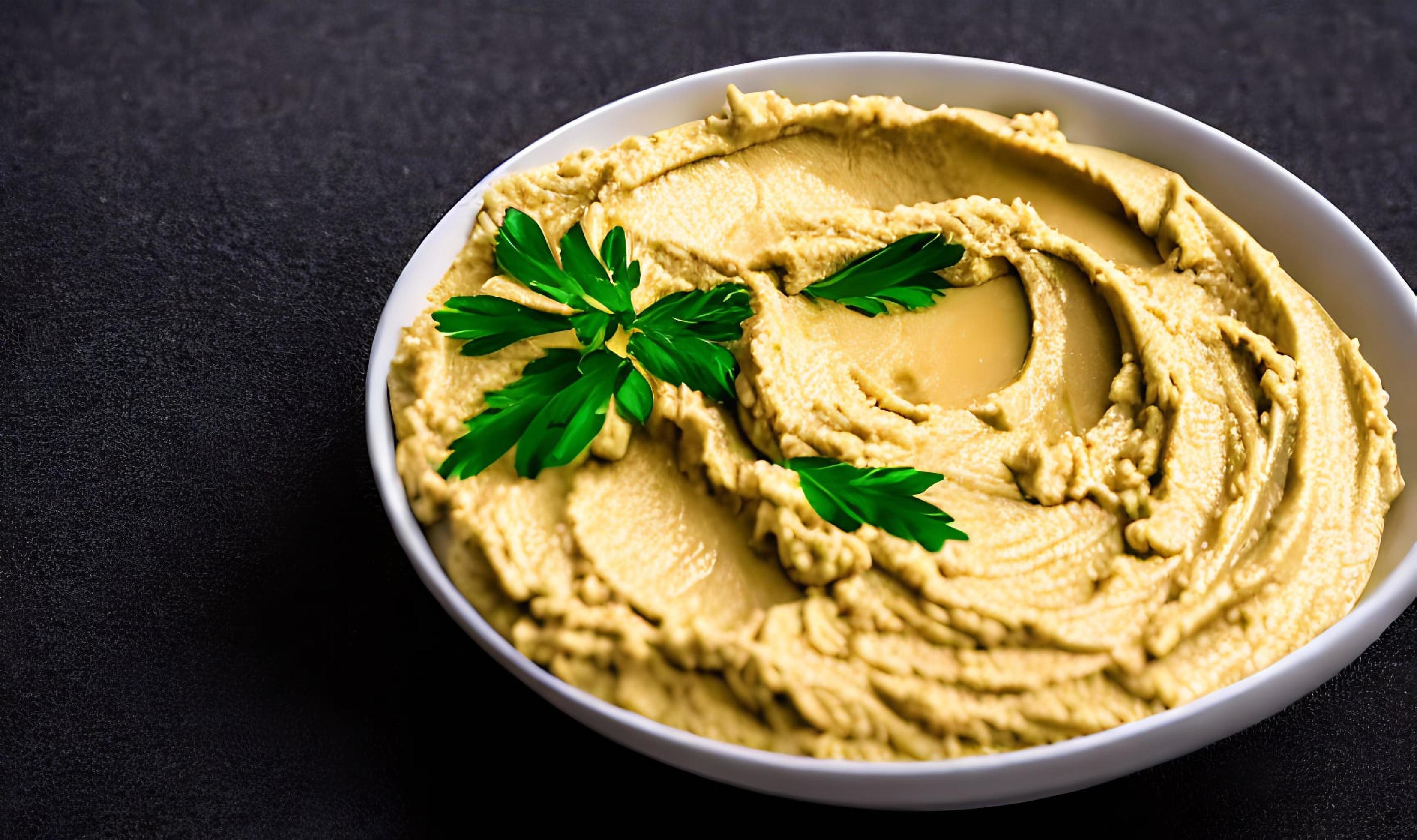 Healthy food. Traditional freshly made organic hummus. Stock Free