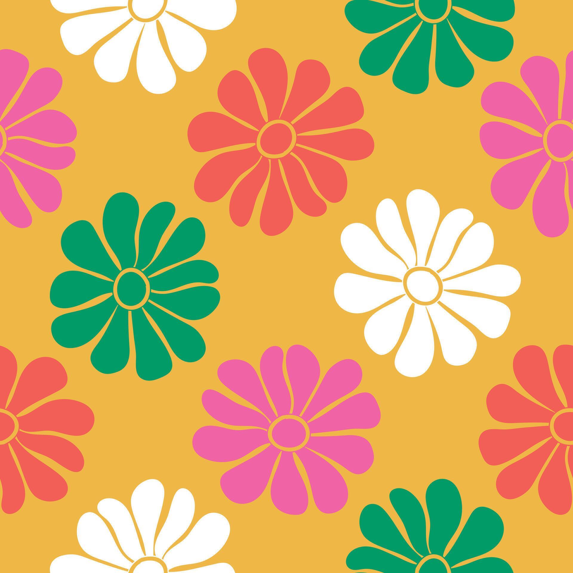 Retro Floral Pattern Spring retro background Flowers Repeat pattern Stock Free