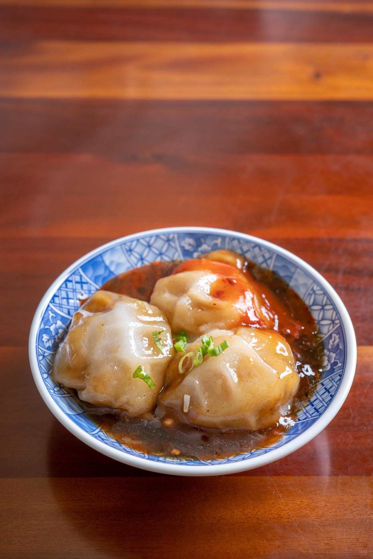 Bawan Ba wan, Taiwanese meatball delicacy, delicious street food, steamed starch wrapped round shaped dumpling with pork inside, close up, copy space Stock Free