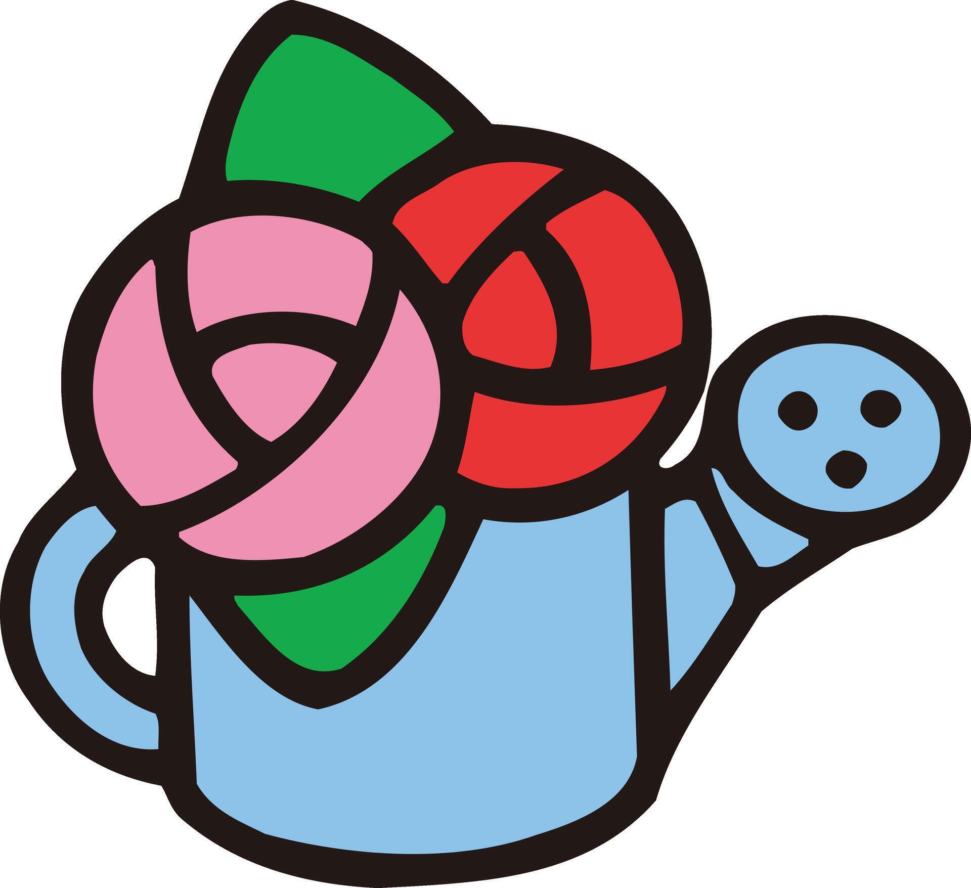 a cartoon watering can with flowers in it Stock Free