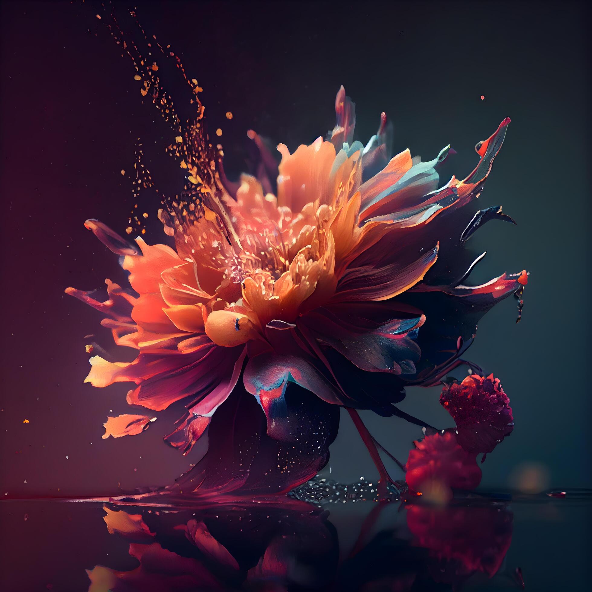 beautiful flowers made of watercolor paints on a dark background., Image Stock Free