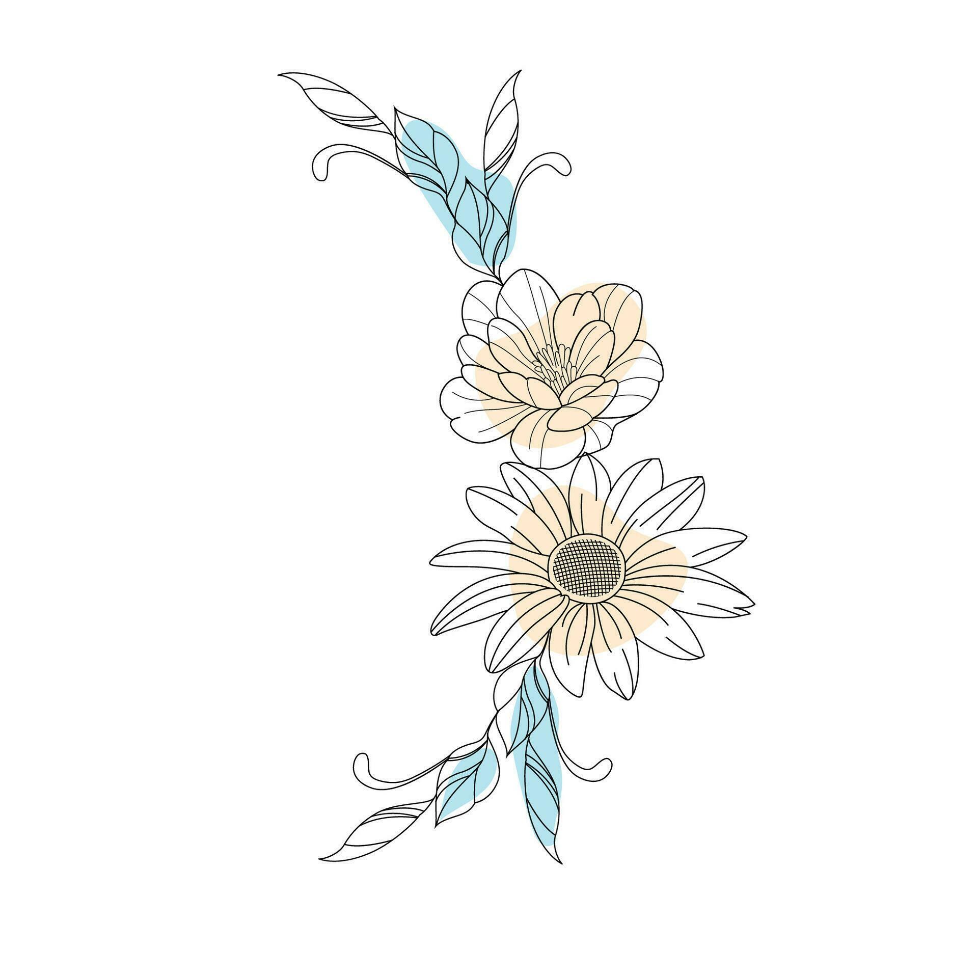 simple flower outline in a vector hand-drawn flat design Stock Free