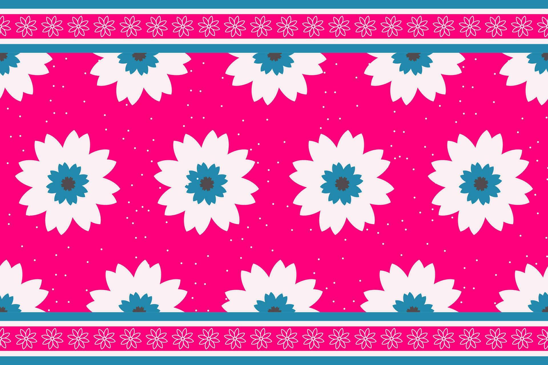 Seamless pattern with white flowers on a pink background. Vector illustration. Stock Free