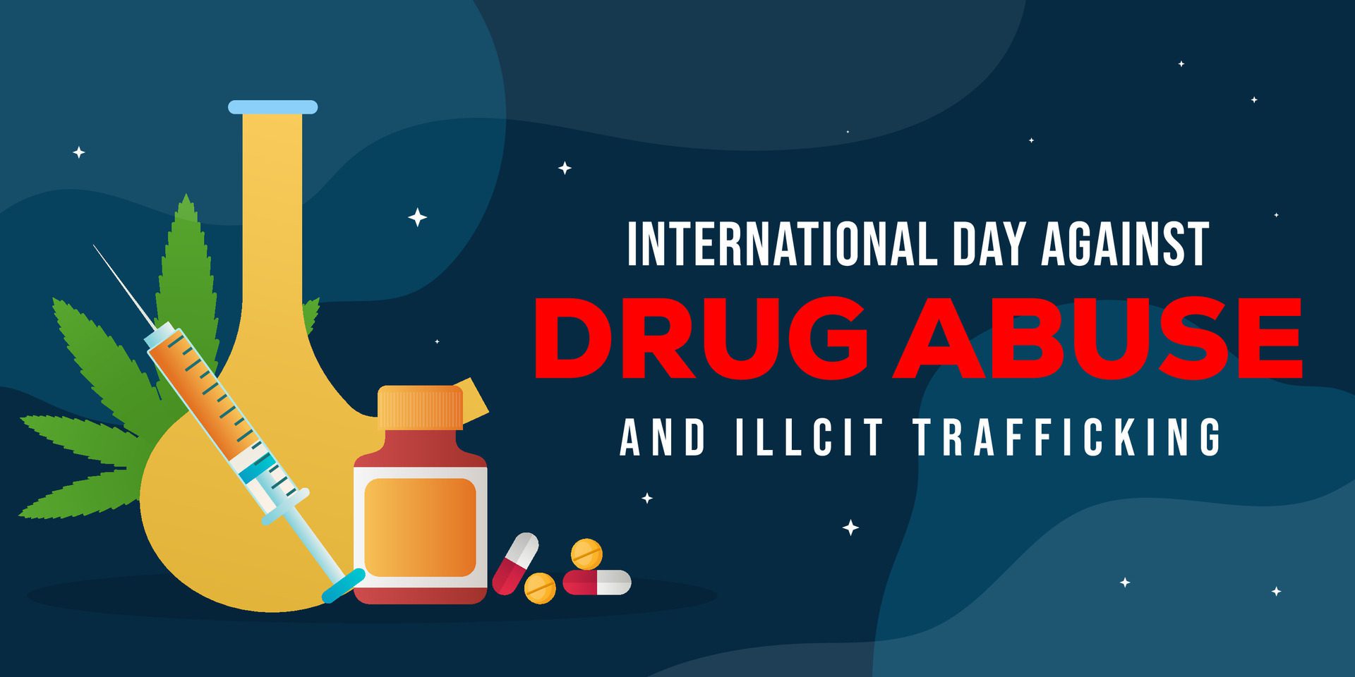 international day against drug abuse horizontal banner illustration Free Vector