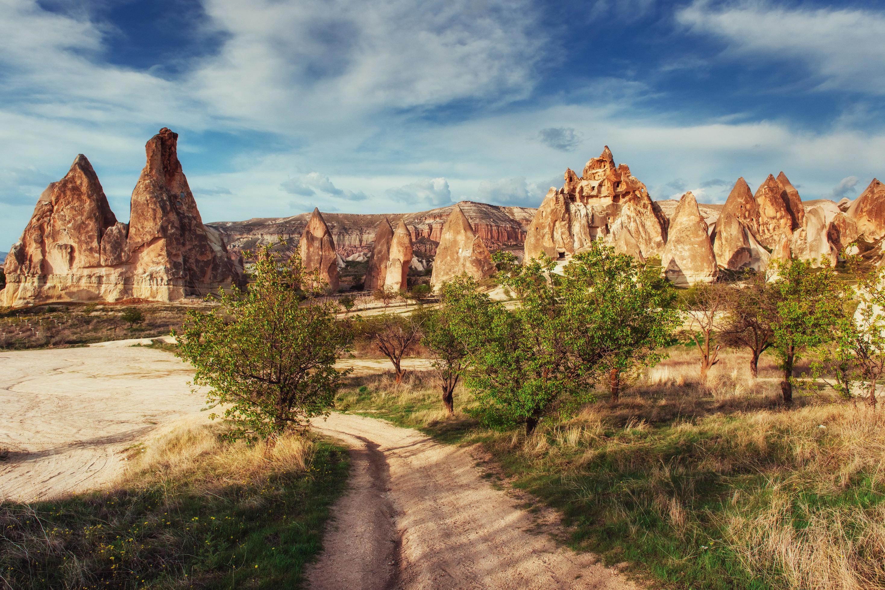 Amazing sunset over Cappadocia. Turkey. Europe Stock Free