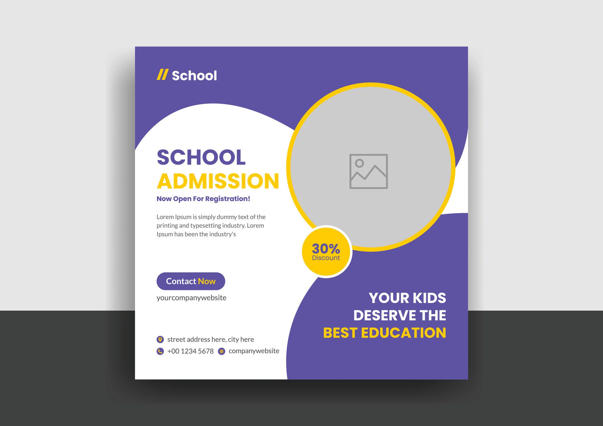 School admission social media post web banner template Free Vector