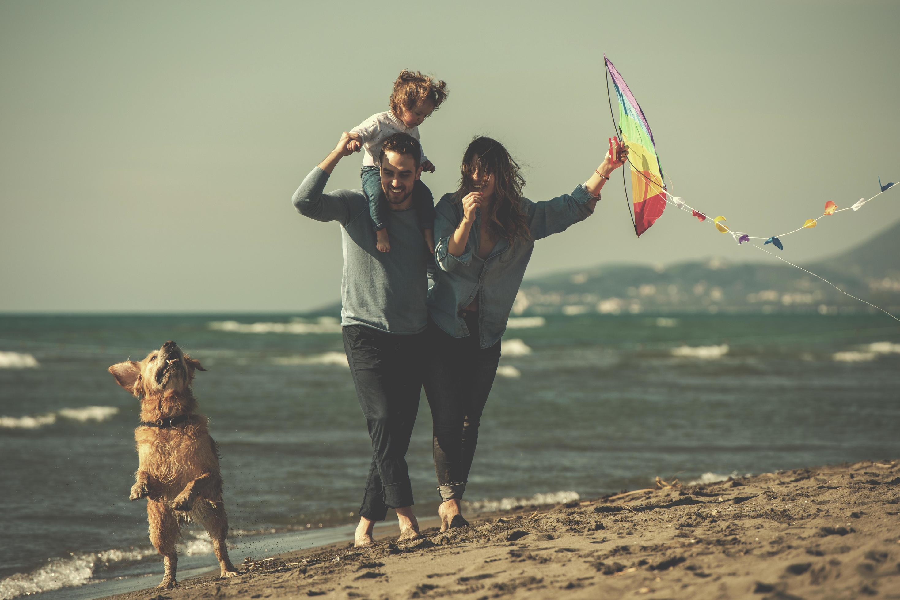 happy young family enjoying vecation during autumn day Stock Free