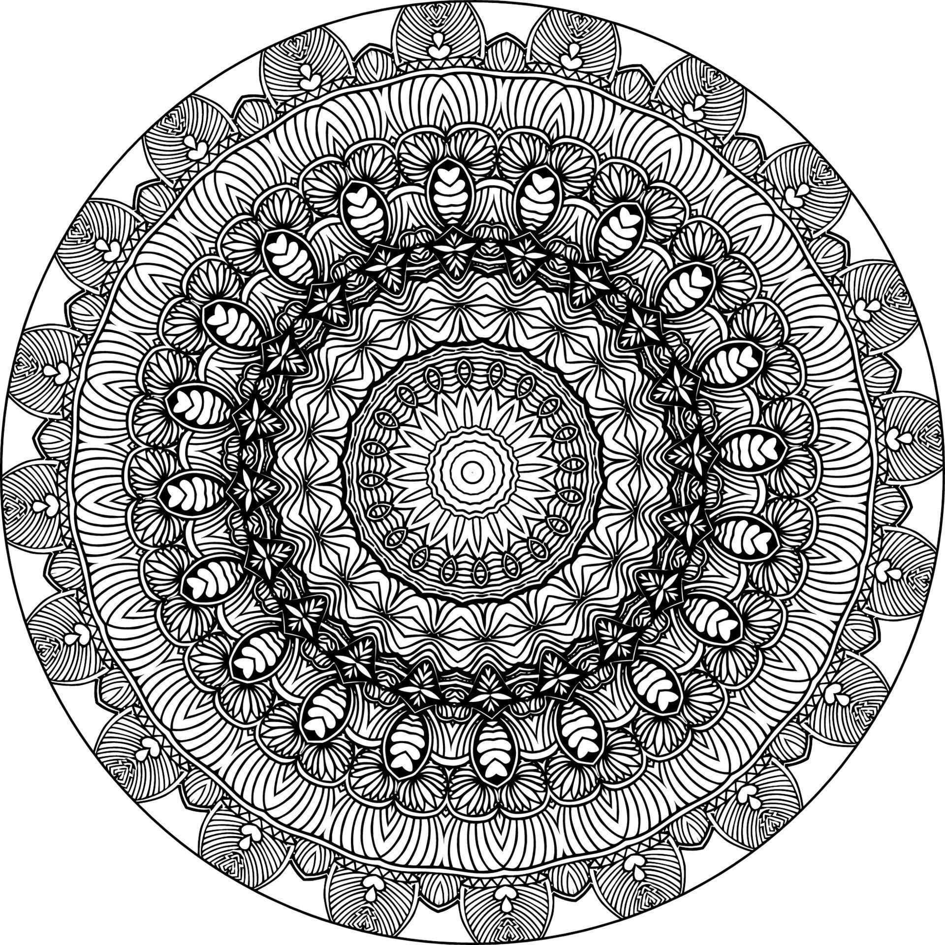 Easy mandala, simple mandalas flowers coloring page on white background. Stock Free