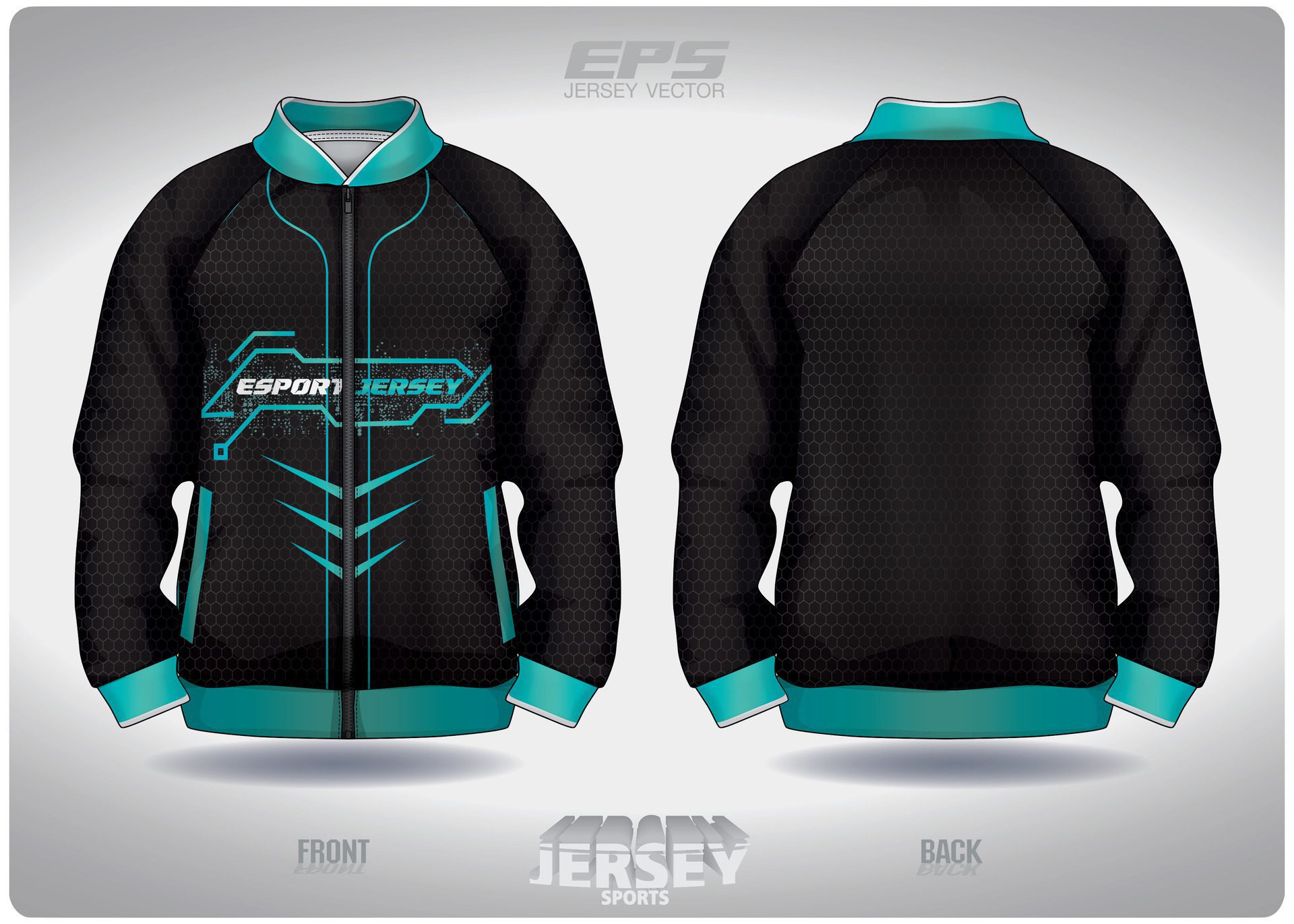 EPS jersey sports shirt .black green honeycomb esports pattern design, illustration, textile background for sports long sleeve sweater Free Vector