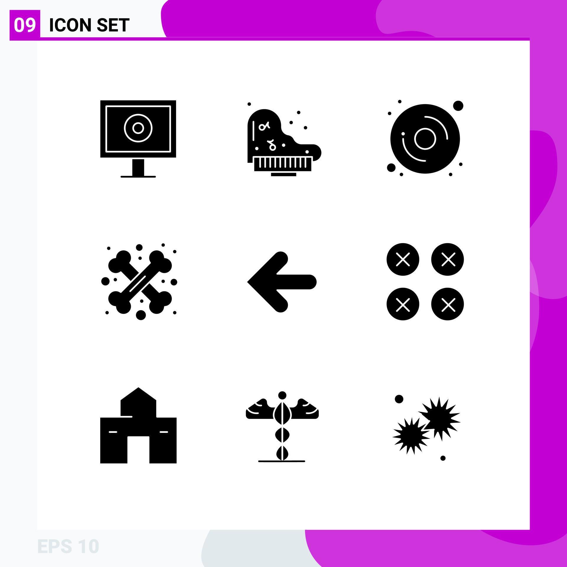 9 Universal Solid Glyph Signs Symbols of point back arrows hardware arrow halloween Editable Vector Design Elements Stock Free