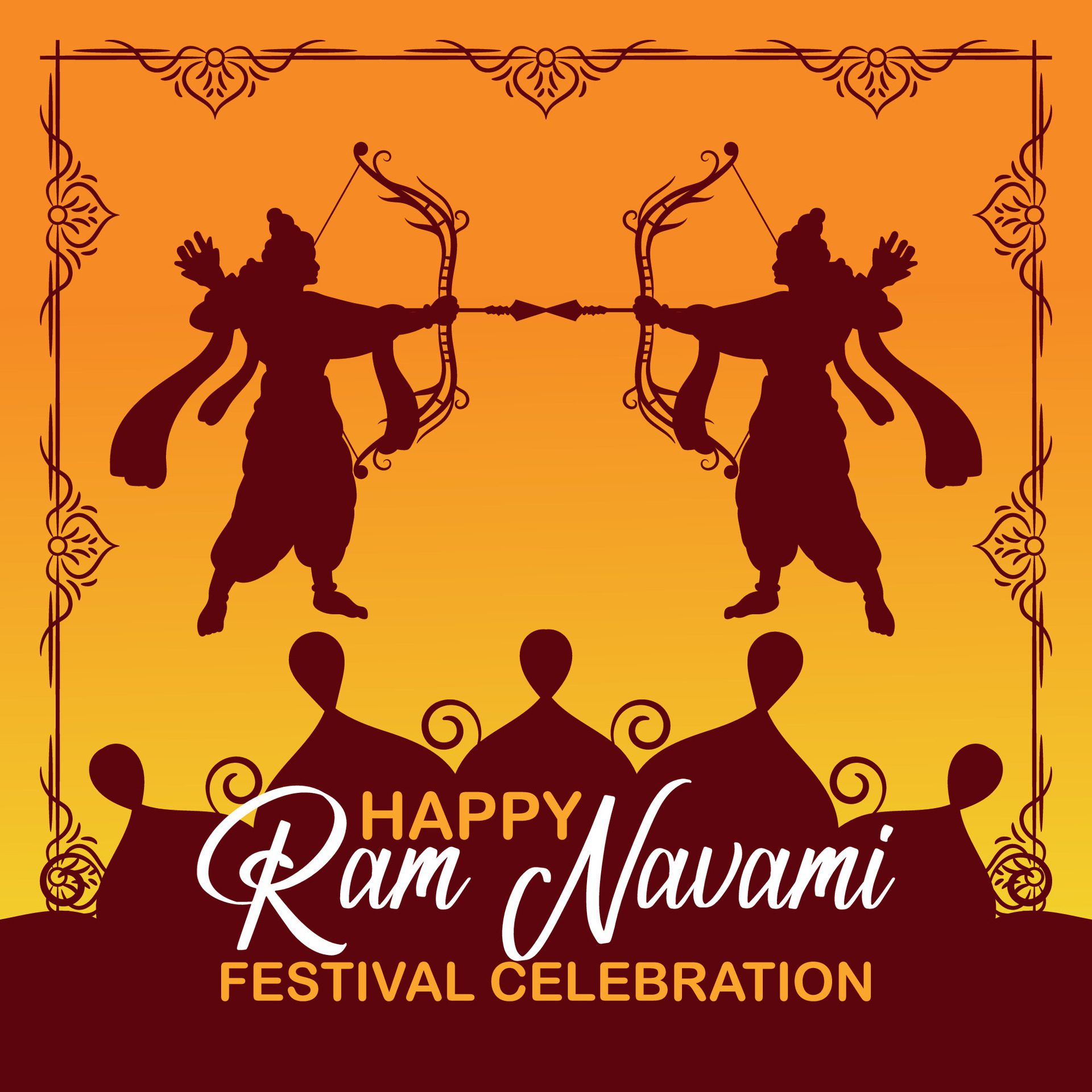 Happy Ram Navami cultural Banner Hindu festival vertical post wishes celebration card Ram Navami celebration background Free Vector