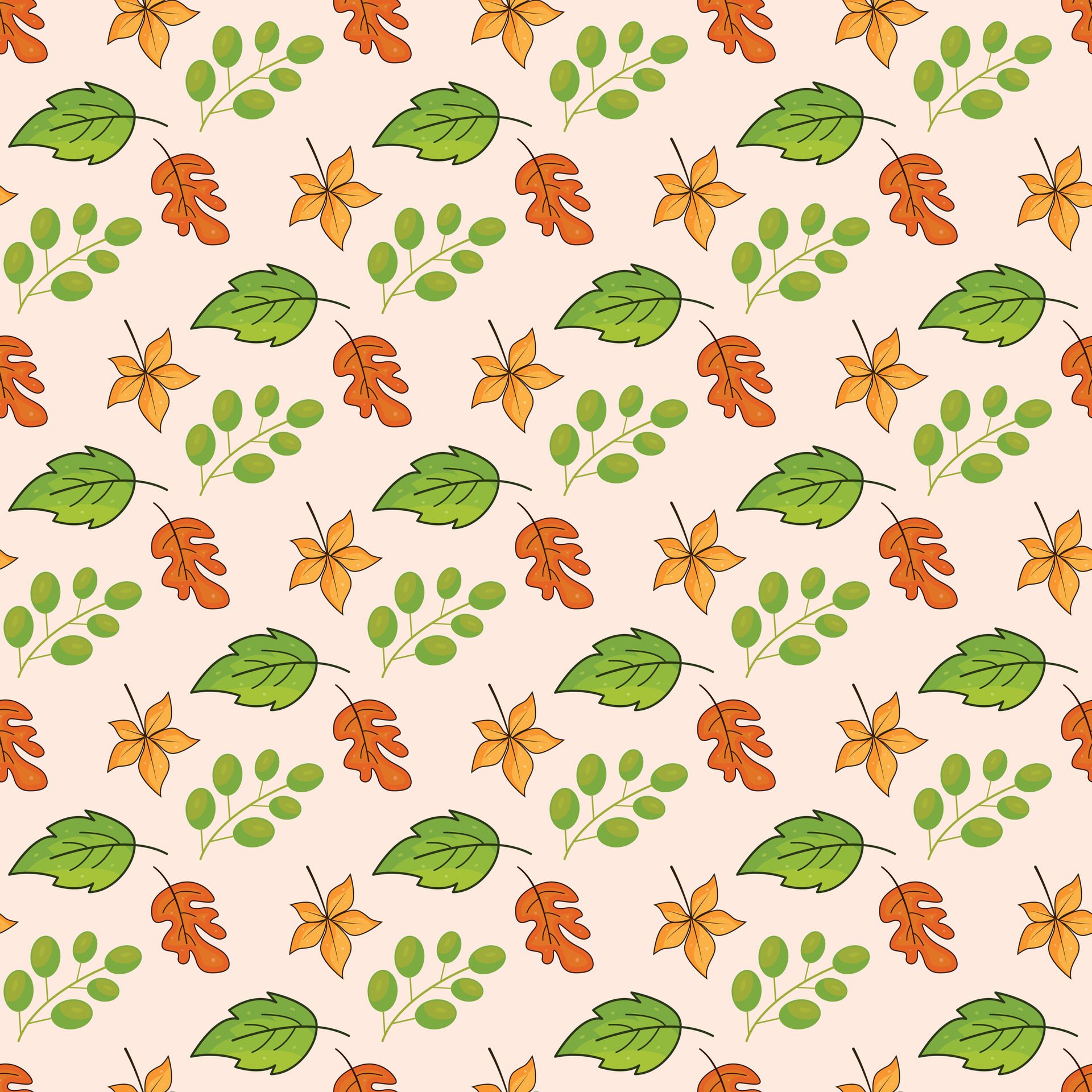 Branch Leaves Seamless Pattern Design Free Vector