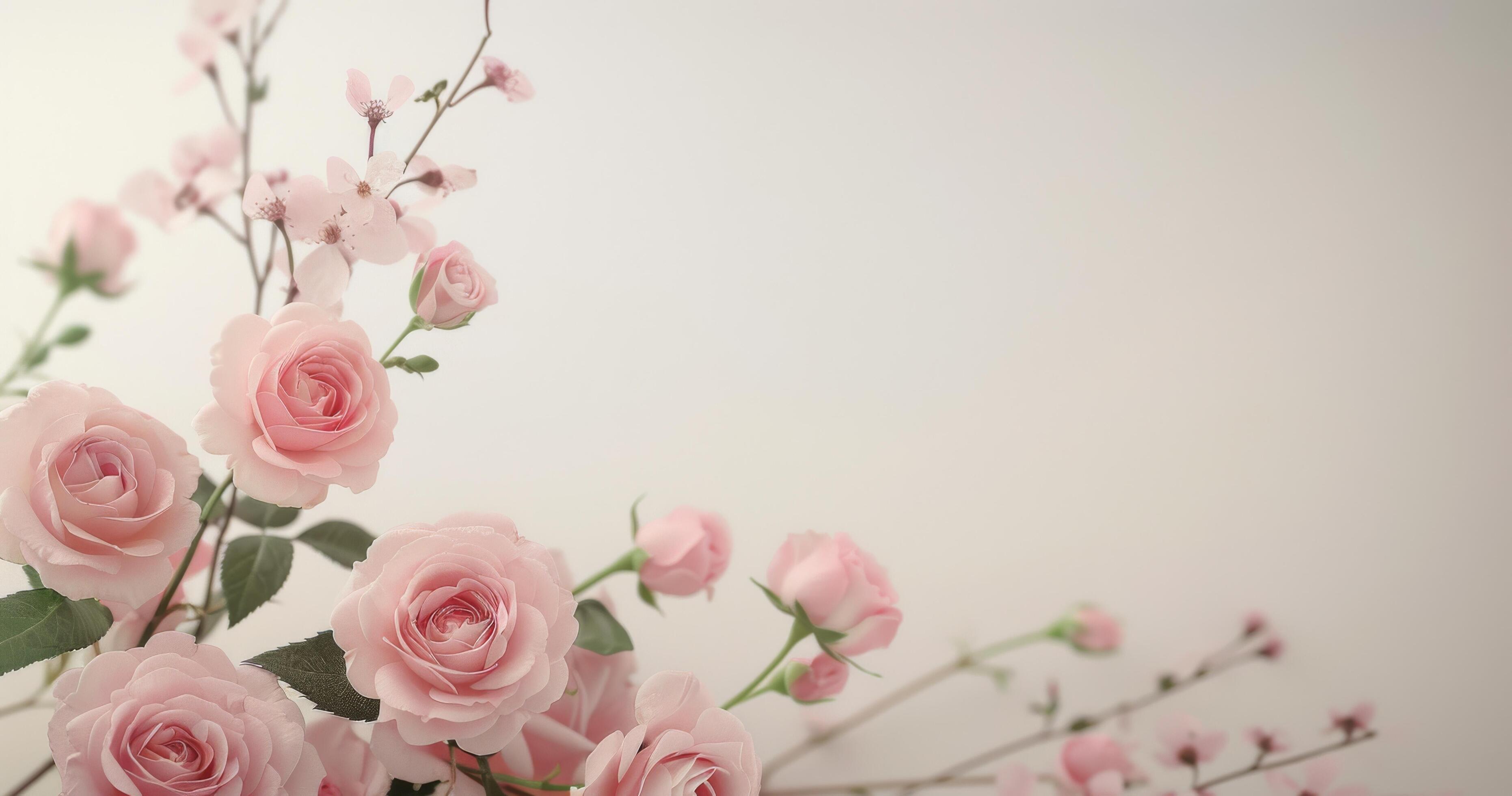 Pink Roses on White Background Stock Free