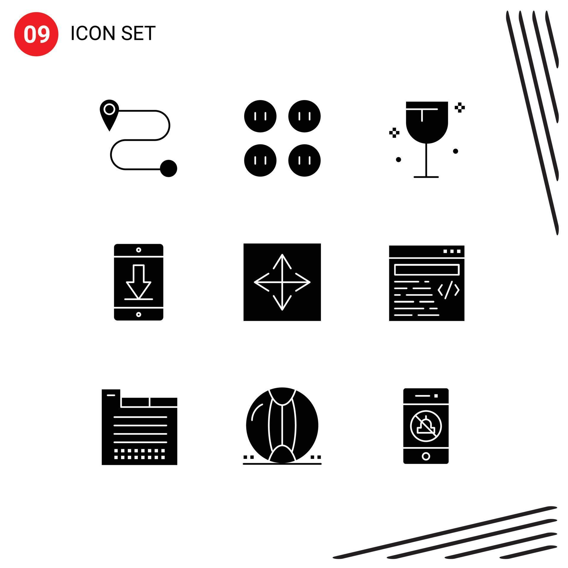 Set of 9 Modern UI Icons Symbols Signs for interface arrow cellphone app mobile Editable Vector Design Elements Stock Free