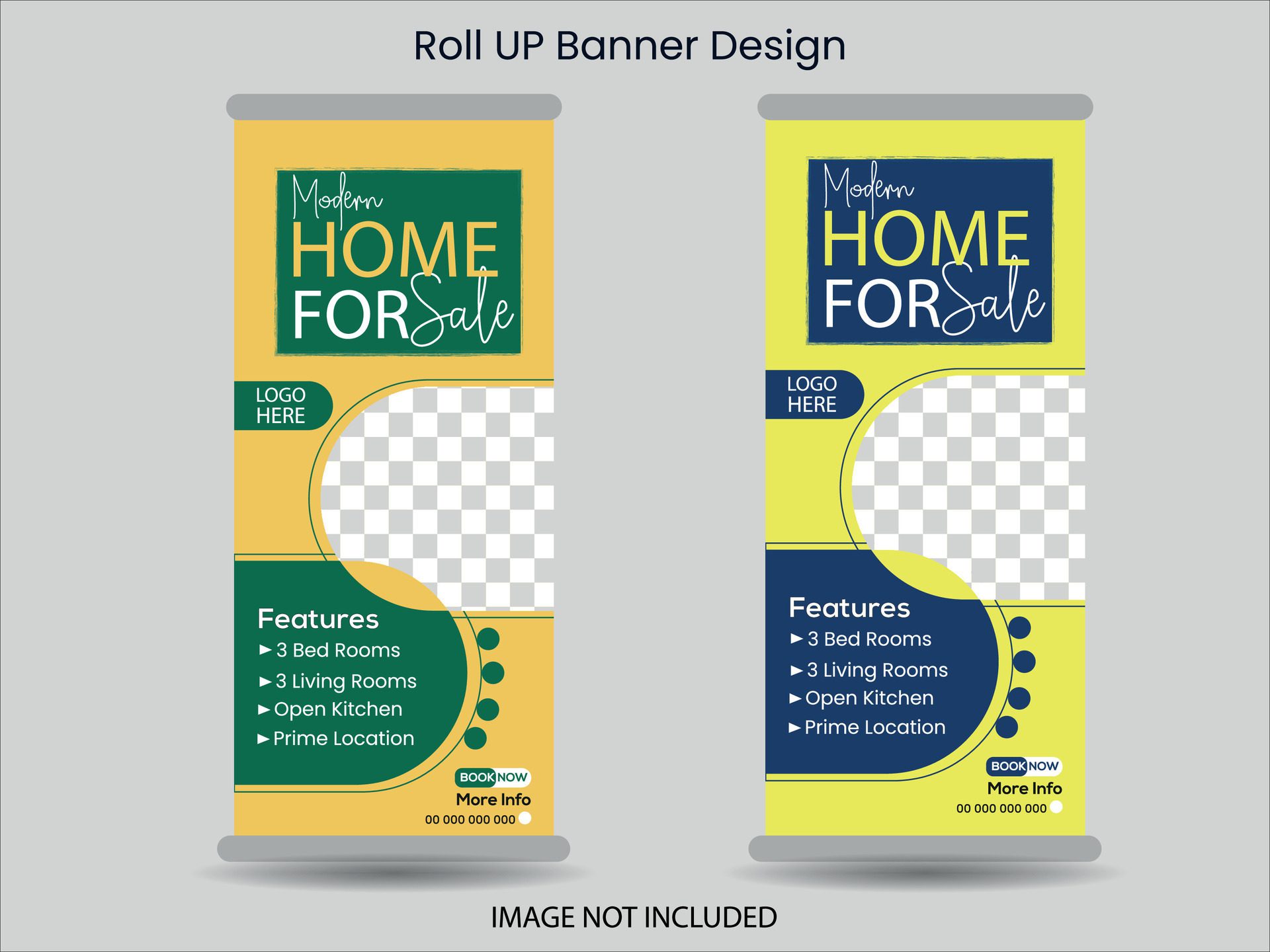 Real state roll up banner design template Free Vector