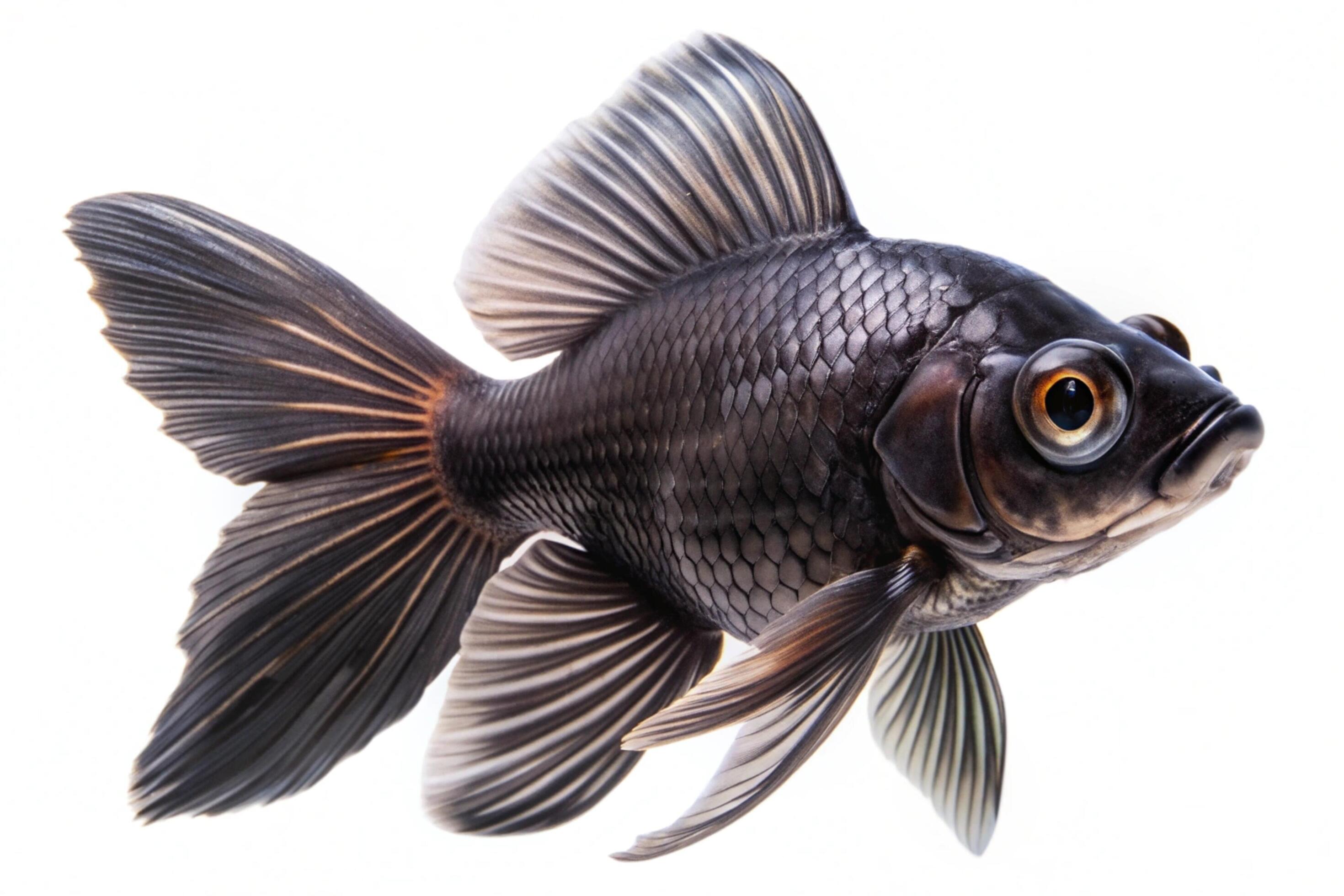 Black ornamental fish isolated on white background Stock Free