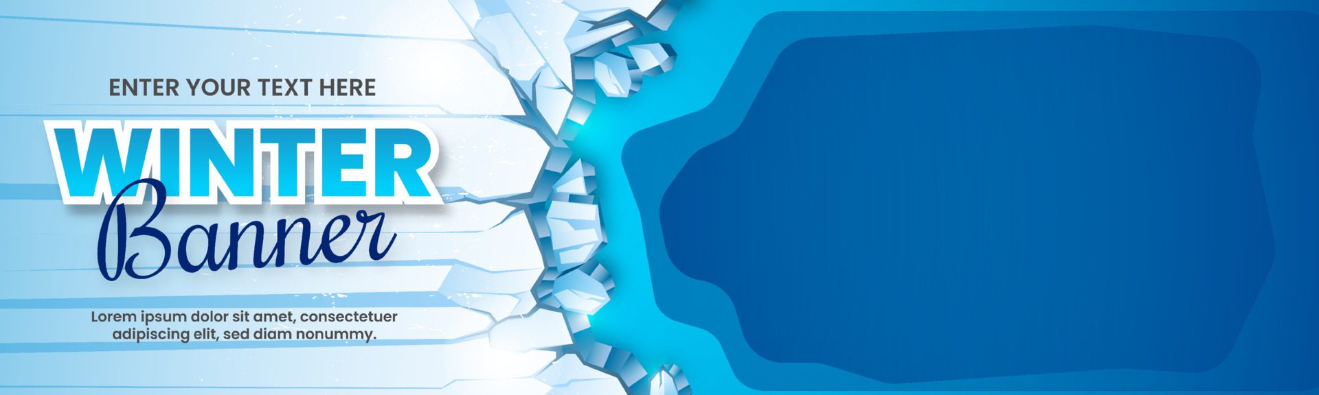 Winter Banner with Text Space on Realistic Ice Cracks Free Vector