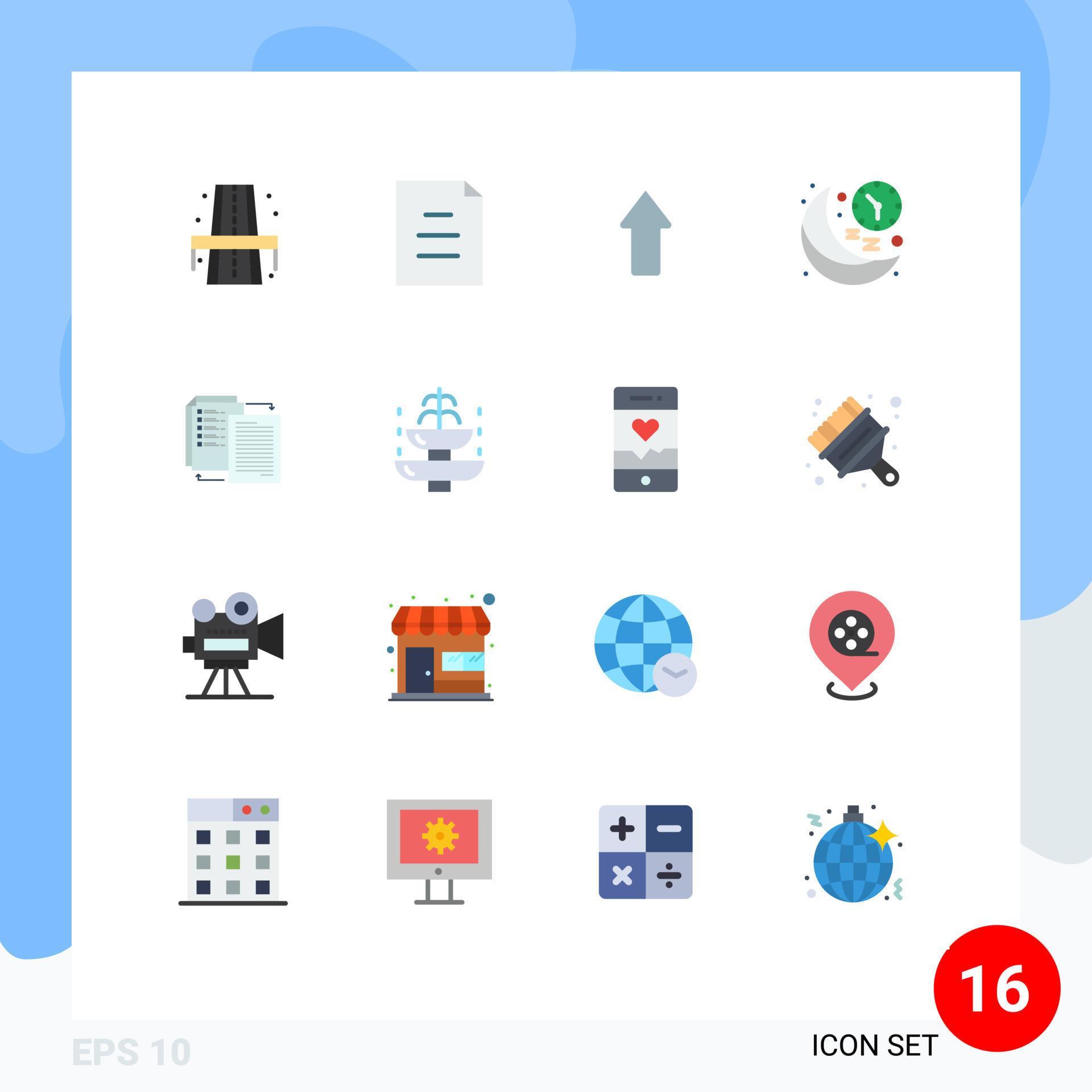 Set of 16 Modern UI Icons Symbols Signs for share time arrows night line Editable Pack of Creative Vector Design Elements Stock Free